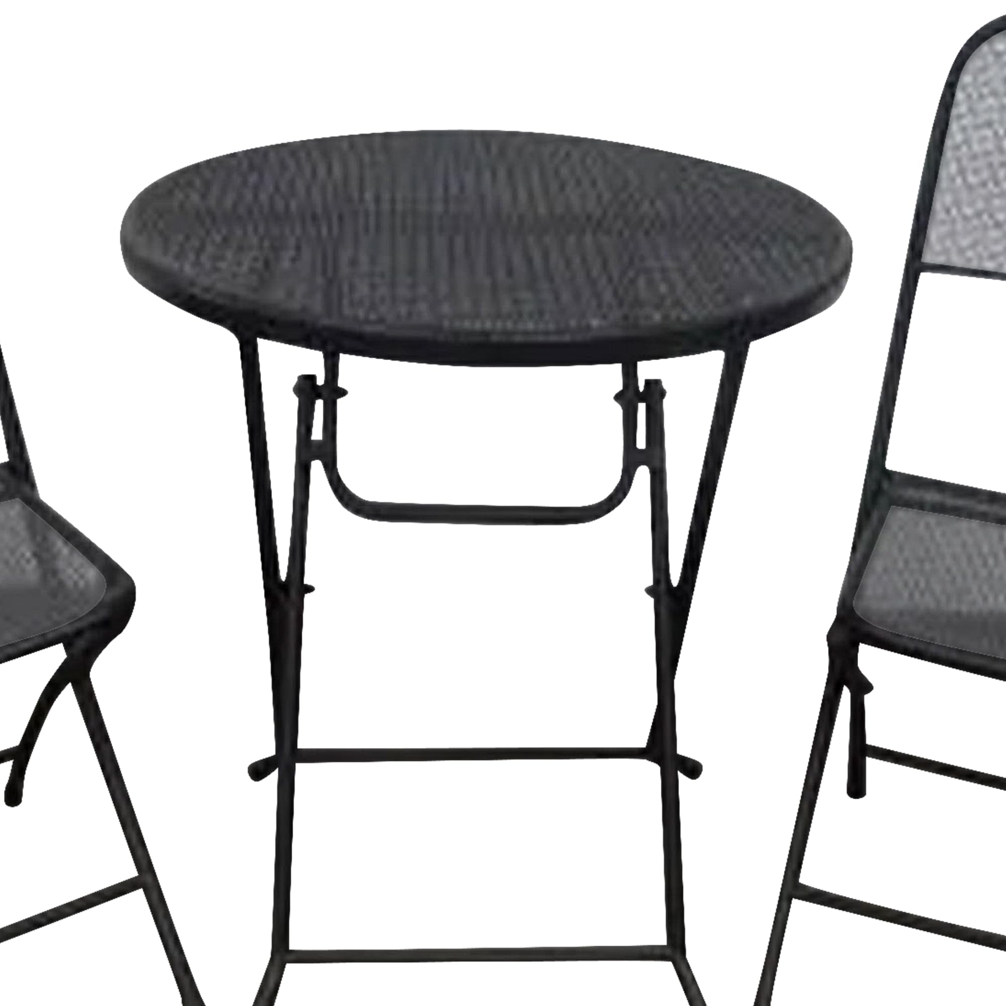 Padova 3-Piece Outdoor Bistro Set with 2 Folding Chairs & Round Table - Black Patio Furniture for Backyard, Deck or Garden Dining | Perfect for Small Spaces & Outdoor Entertaining
