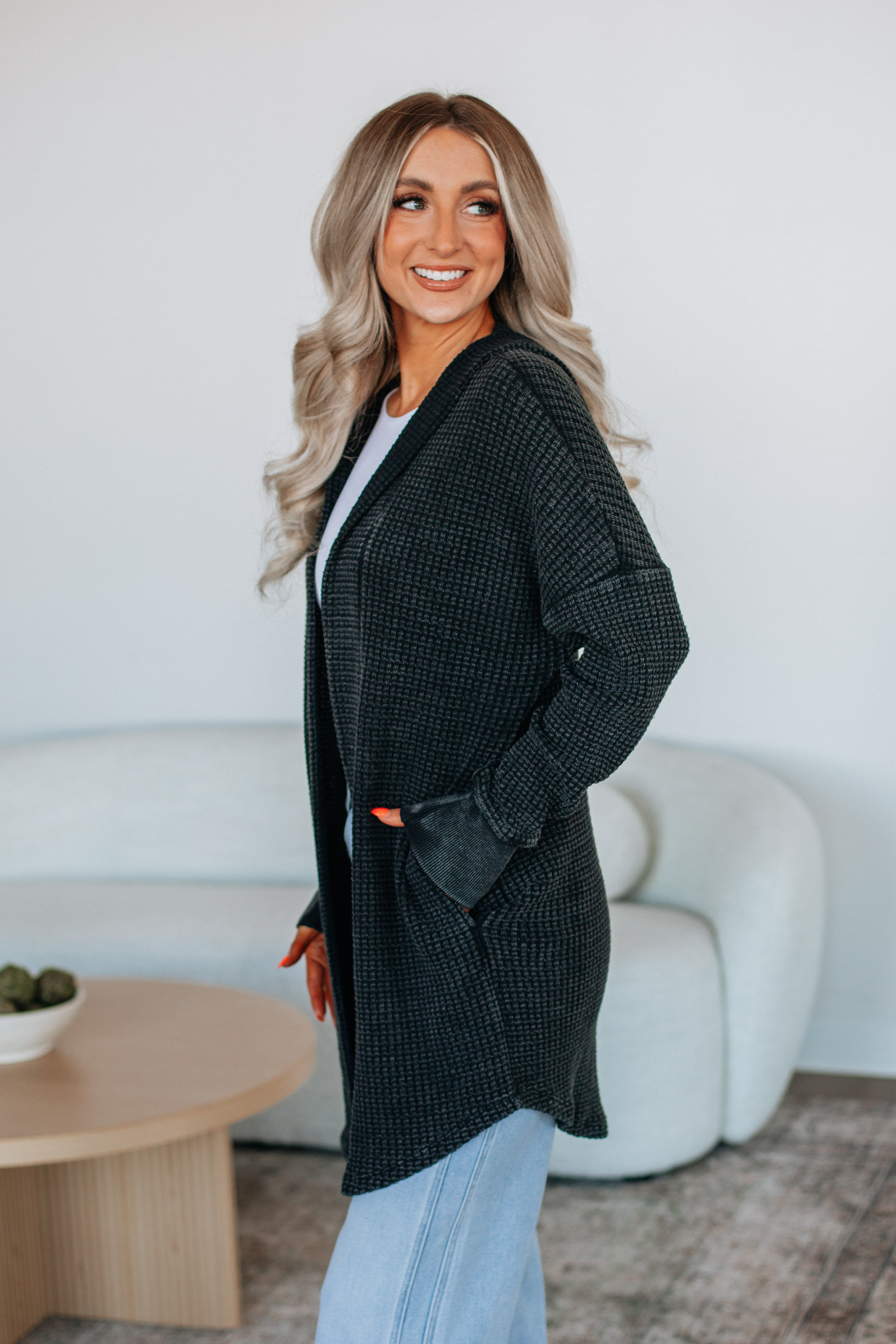 Vintage Black Jed Knit Cardigan - Soft & Cozy Women's Sweater for Fall & Winter - Perfect for Casual Outfits, Layering, and Office Wear