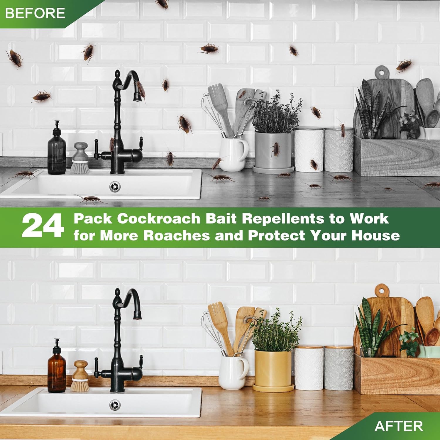 EverCozy Natural Cockroach Killer Gel - Strong Roach Repellent for Home & Kitchen (6 Pack) | Effective Pest Control Solution for Cockroaches | Use in Kitchens, Bathrooms, Basements & Other Infested Areas