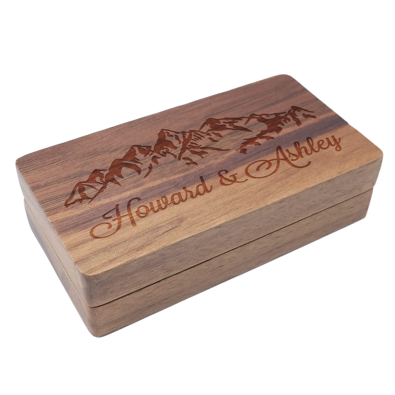 Personalized Engraved Wooden Wedding Ring Box - Double Ring Holder for Proposal, Ceremony & Vow Renewal - Rustic Jewelry Gift Box with Custom Name/Date - Perfect for Weddings, Anniversaries & Romantic Surprises