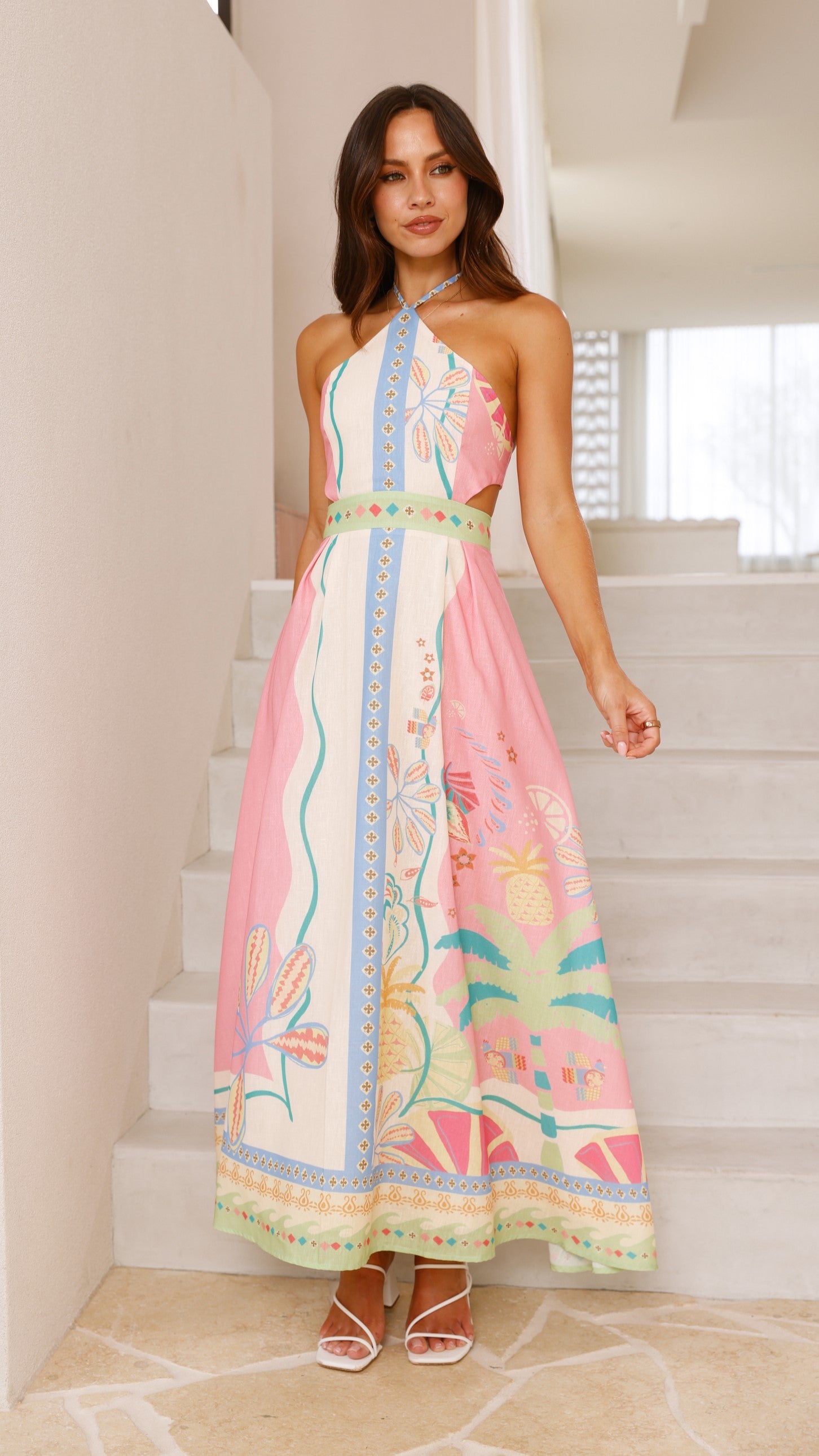 Aviana Maxi Dress for Women - Floral Print Pink & Multicolor Summer Dress | Perfect for Beach, Vacation & Casual Outings