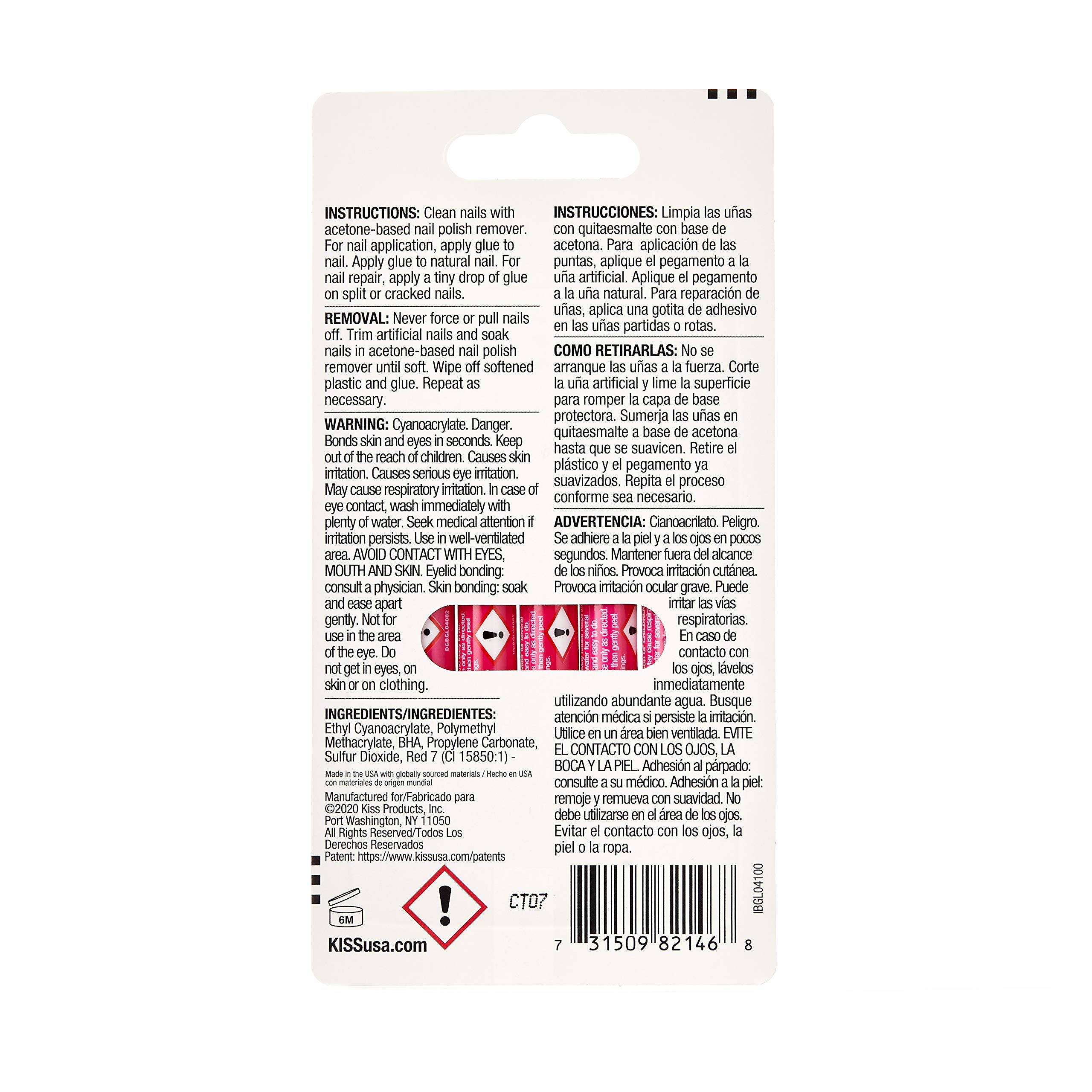 Kiss Pink Gel Nail Glue - Strong & Long Lasting Nail Adhesive for Acrylic & False Nails - Perfect for Nail Art, Extensions & DIY Manicures at Home