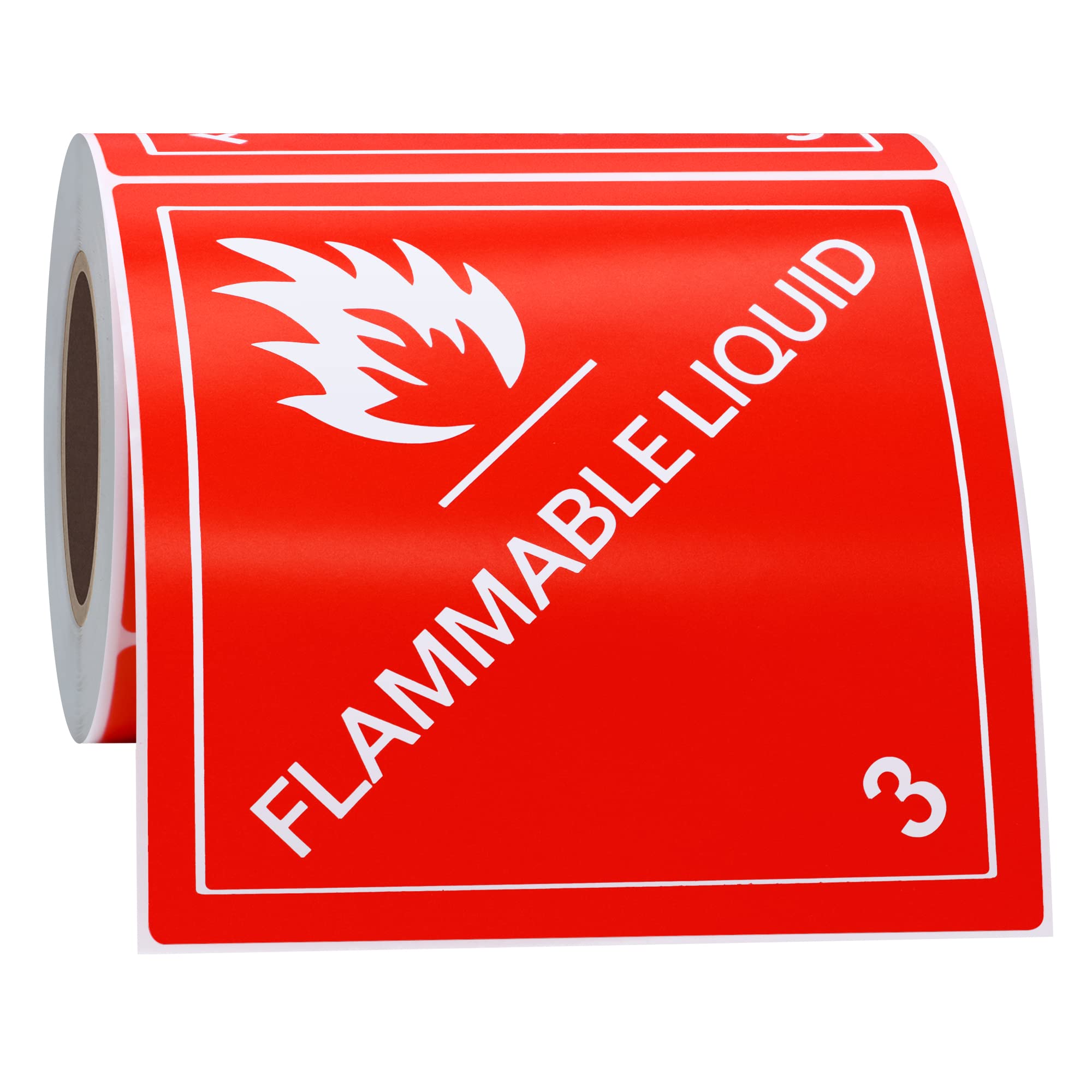 100-Pack 4x4 Inch Square Stickers - Glossy Paper Indication Labels & Smart Tags for Flammable Liquids | Perfect for Warehouse Safety, Hazardous Material Storage & Industrial Organization