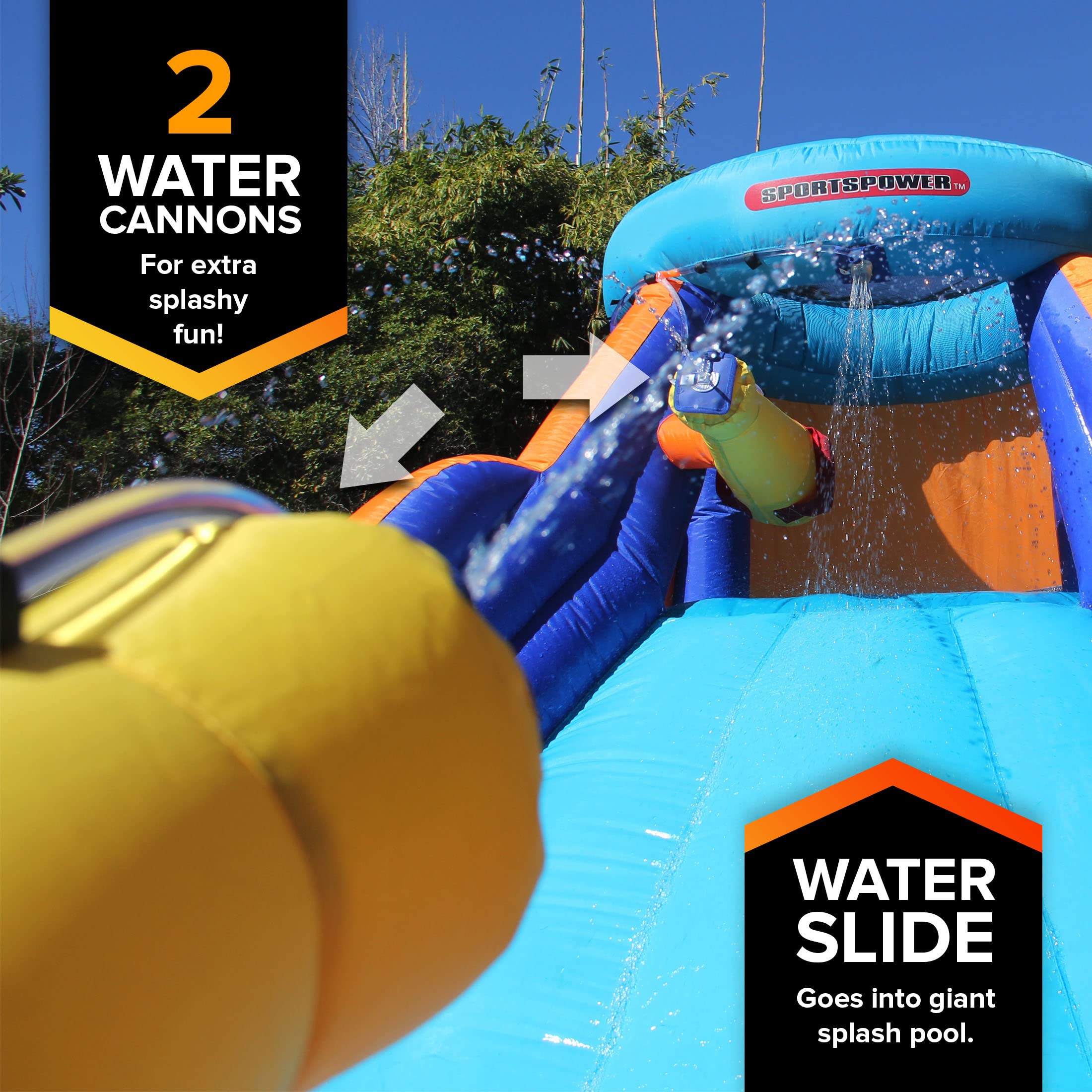 **Sportspower Battle Ridge Inflatable Water Slide with Water Cannons & Climbing Wall - Kids Outdoor Summer Water Play for Backyard, Parties, and Parks**