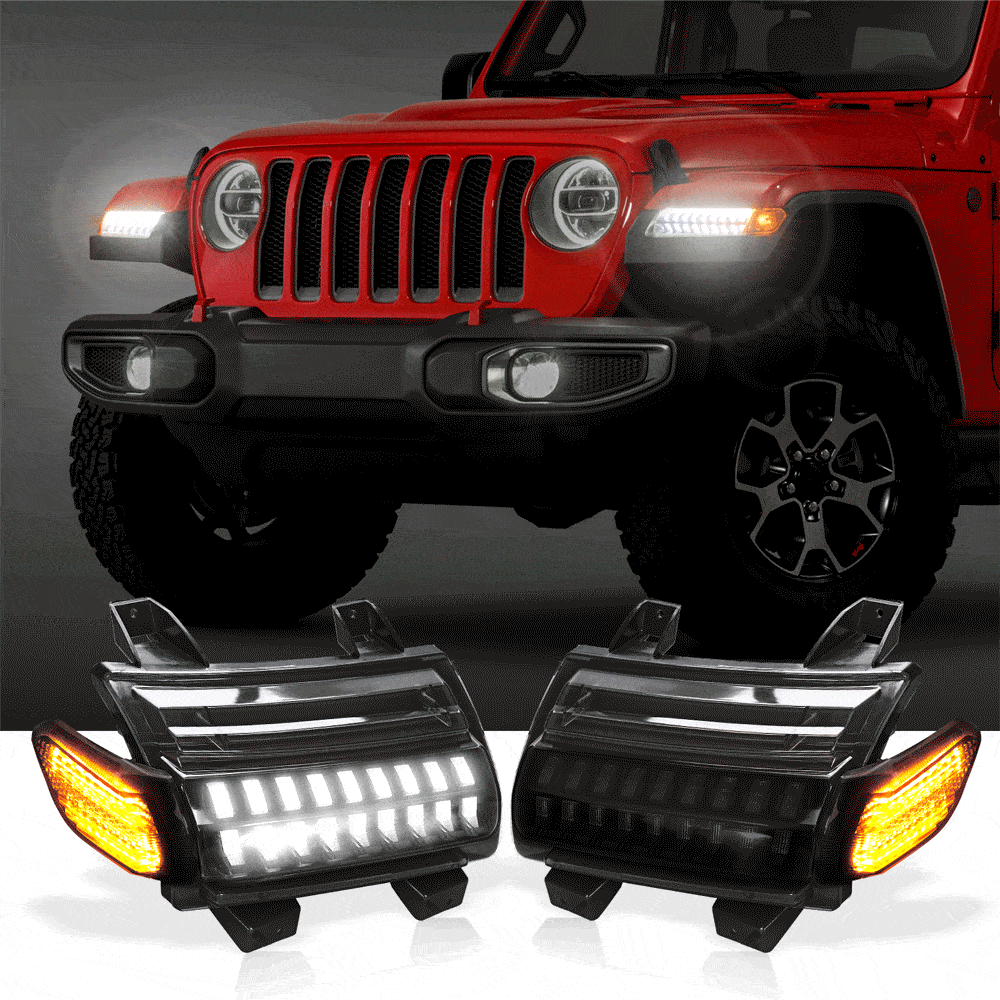 LOYO Jeep JL LED Fender Lights with LED Side Marker Lights - Waterproof Off-Road Lighting for Wrangler JK JL Accessories - Perfect for Night Driving & Off-Road Adventures