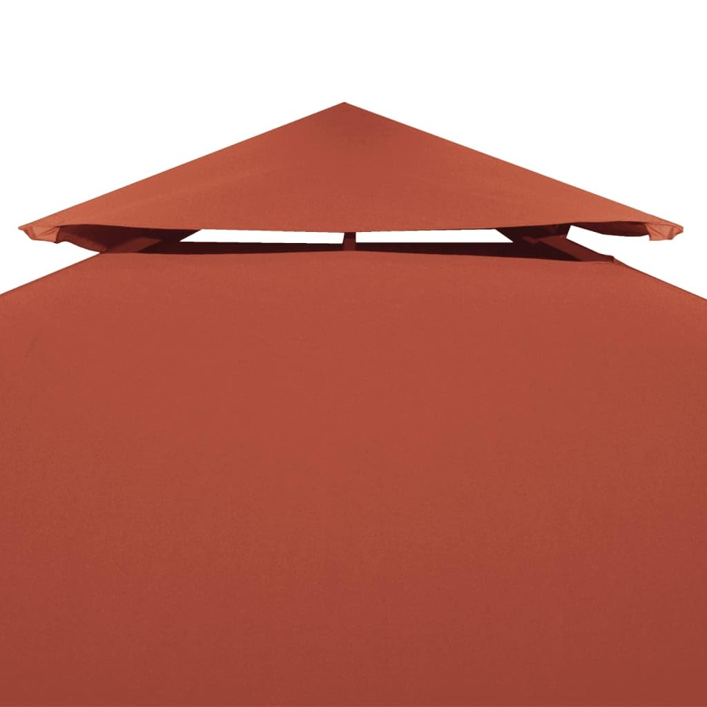 vidaXL 2-Tier Gazebo Canopy Replacement Cover - 13.1 x 9.8 ft Waterproof Polyester Sunshade in Terracotta | Outdoor Patio Protection with Hook & Loop Fasteners | Perfect for Backyard, Garden, and Poolside Shade