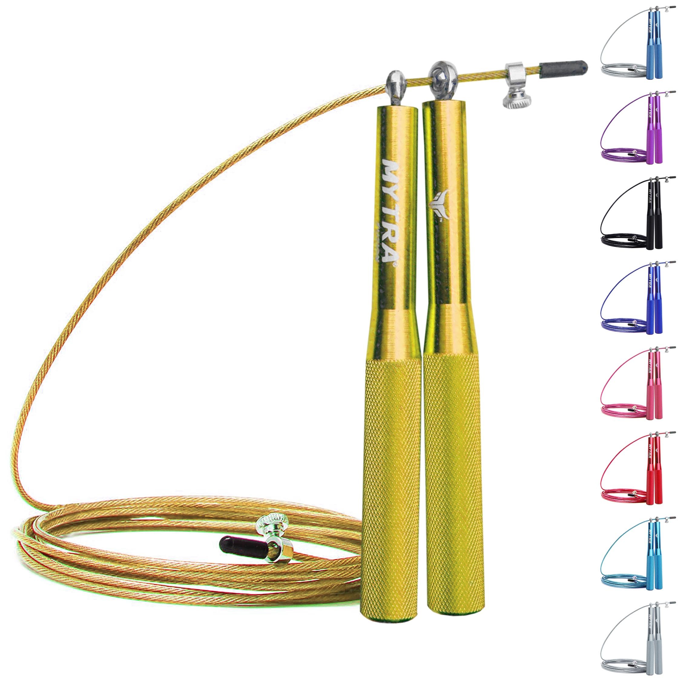 MYTRA Fusion Skipping Rope - Adjustable Aluminum Handle & Durable Nylon Rope for Fitness, Boxing, Gym Workouts - Yellow | Perfect for Home Exercise, Cardio Training & Weight Loss