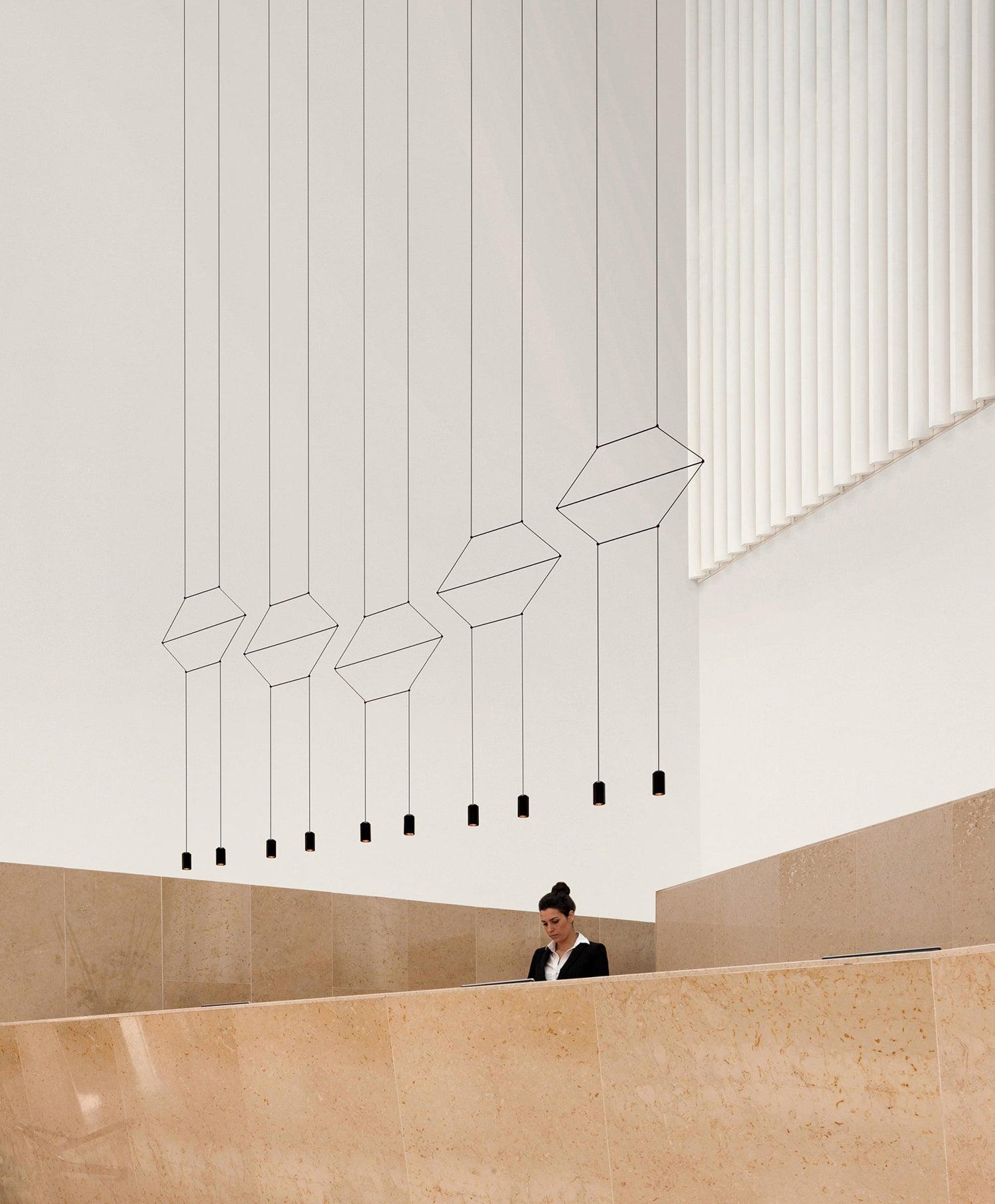 Modern Line Art Pendant Light - Minimalist Geometric Ceiling Lamp for Dining Room, Kitchen Island & Living Room Decor - Adjustable Hanging Light Fixture with Artistic Design