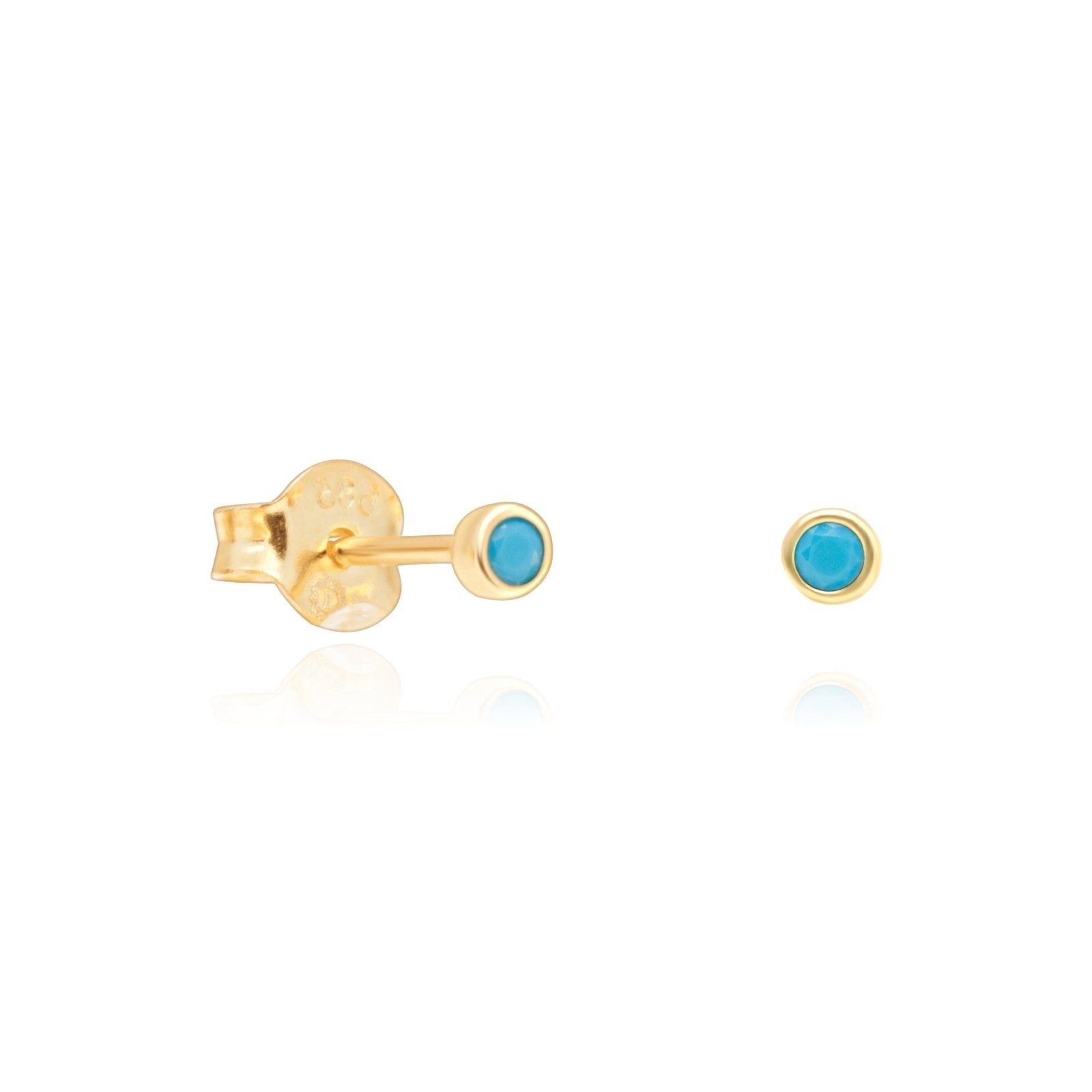 14k Yellow Gold Petite Turquoise Bezel Stud Earrings for Women | Dainty Everyday Jewelry, Gift for Her, Wedding & Special Occasion Accessories