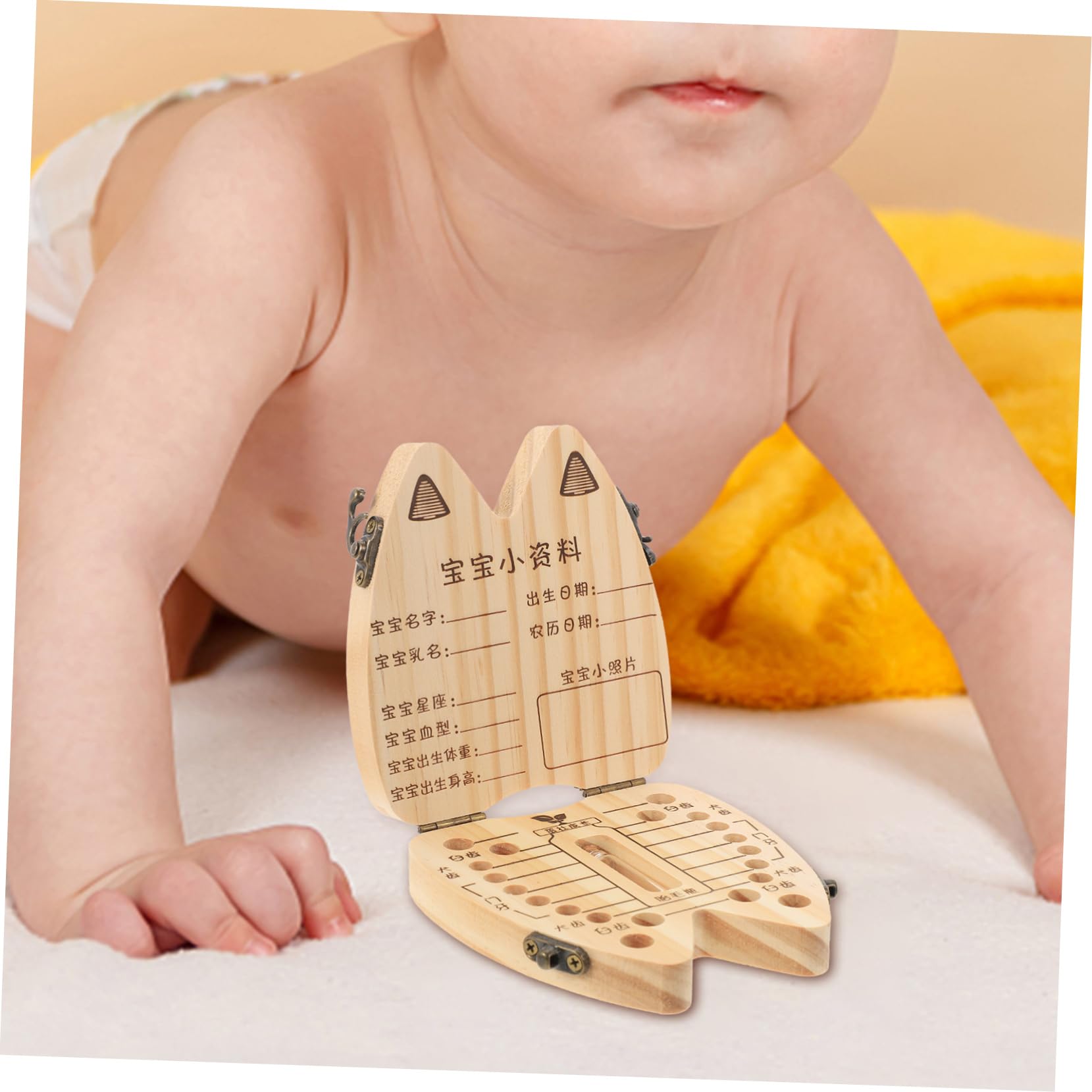 Toyvian 2-Piece Baby Tooth Keepsake Box Set - Wooden First Tooth & Hair Storage Organizer for Kids | Perfect Baby Shower Gift & Childhood Memory Preservation