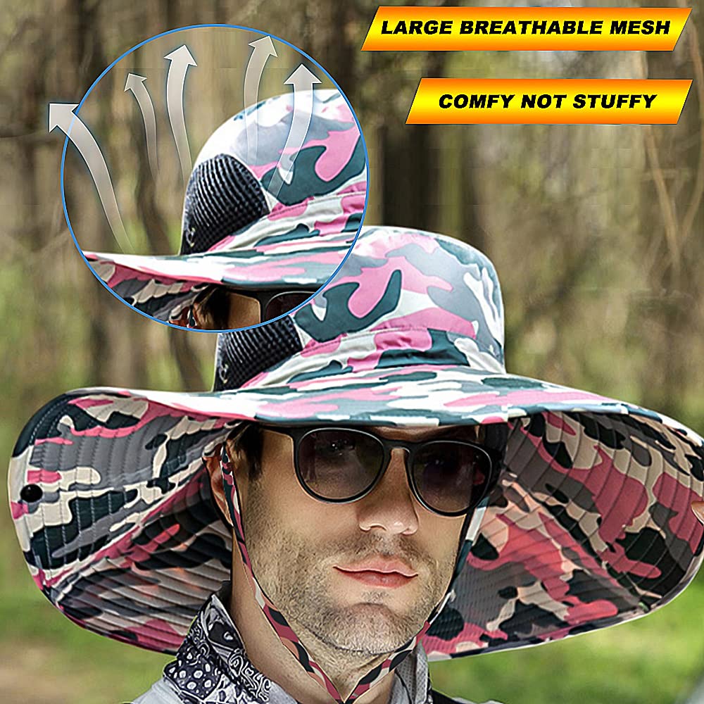Peicees Super Wide Brim Sun Hat for Men & Women - UPF 50+ UV Protection Fishing Bucket Hat, Safari & Cowboy Style Summer Outdoor Hat - Perfect for Beach, Hiking, Gardening and Travel