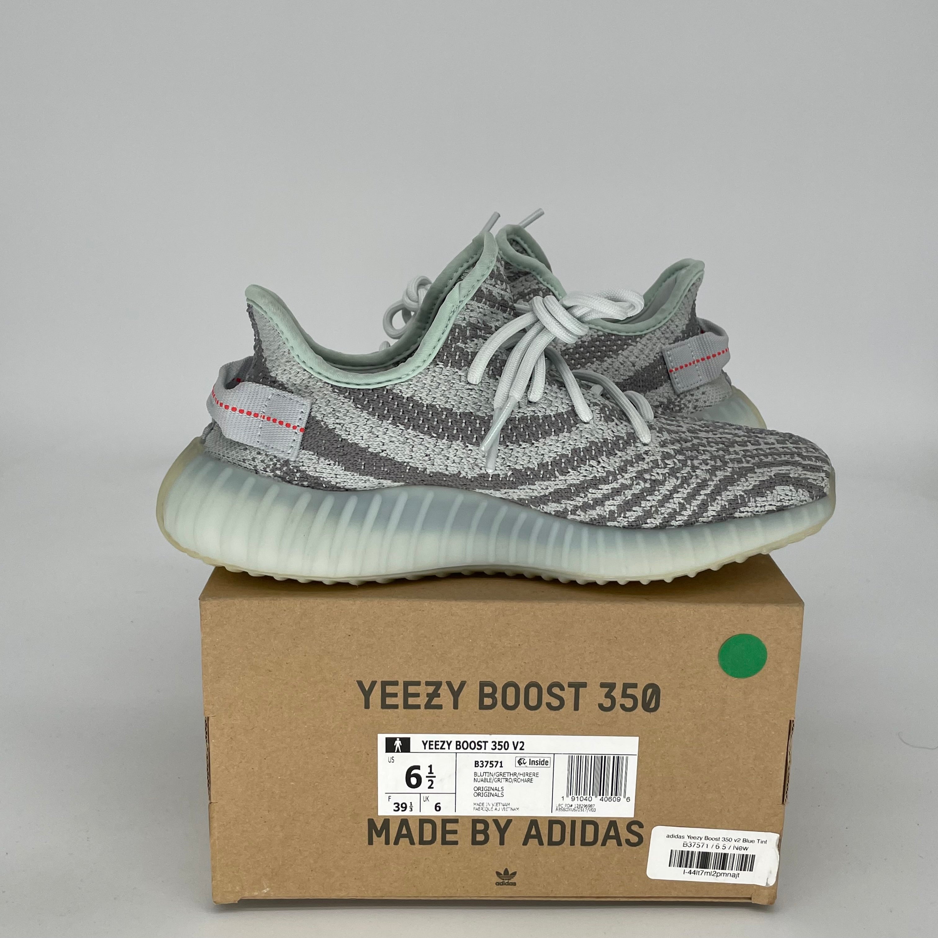Adidas Yeezy Boost 350 V2 Blue Tint Sneakers - Men's Size 6.5 (B37571) | Comfortable Running Shoes for Casual Wear & Gym Workouts