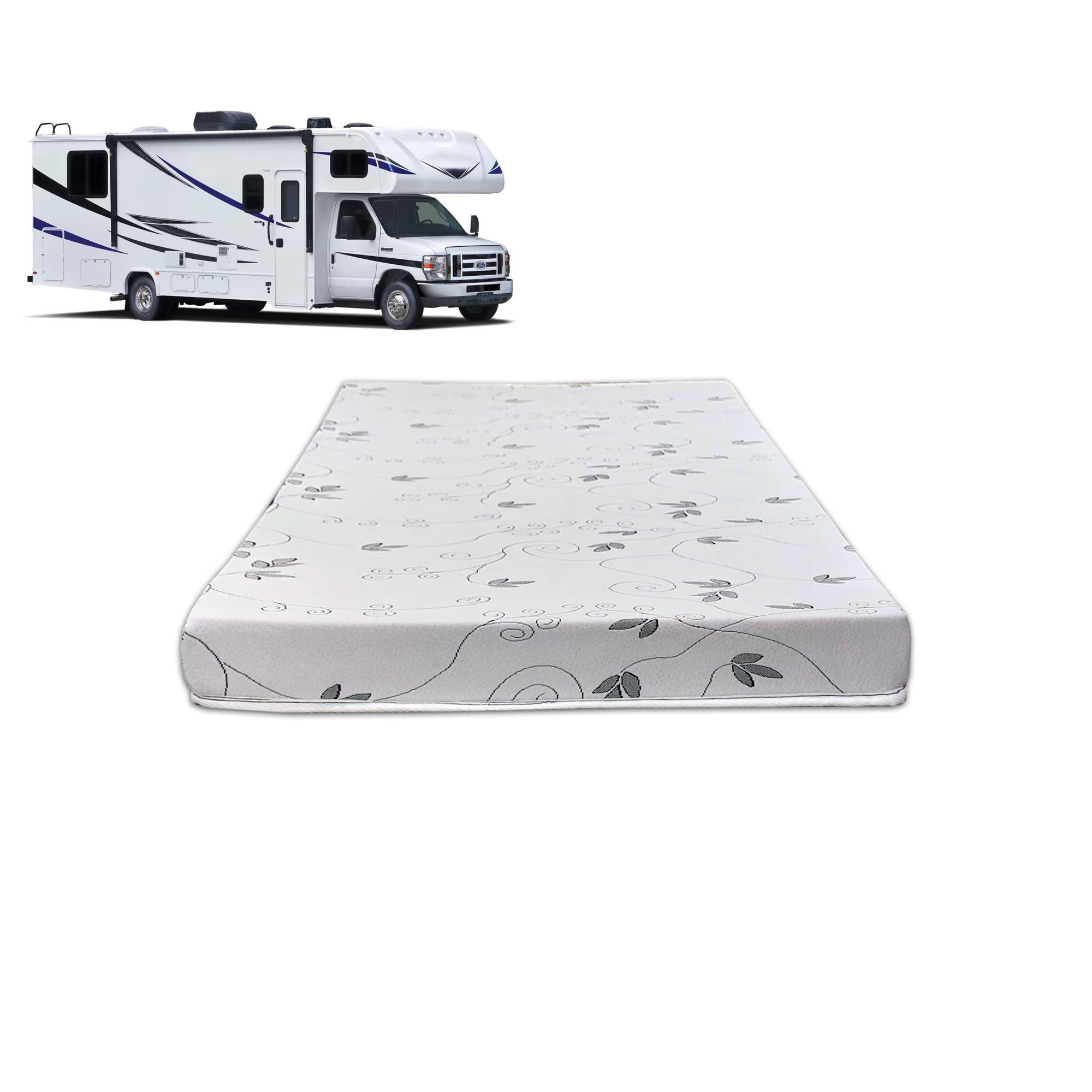 Treaton 4-Inch High-Density Foam RV Mattress Replacement - Medium Firm Support for Campers, Trailers & Van Conversions - 72