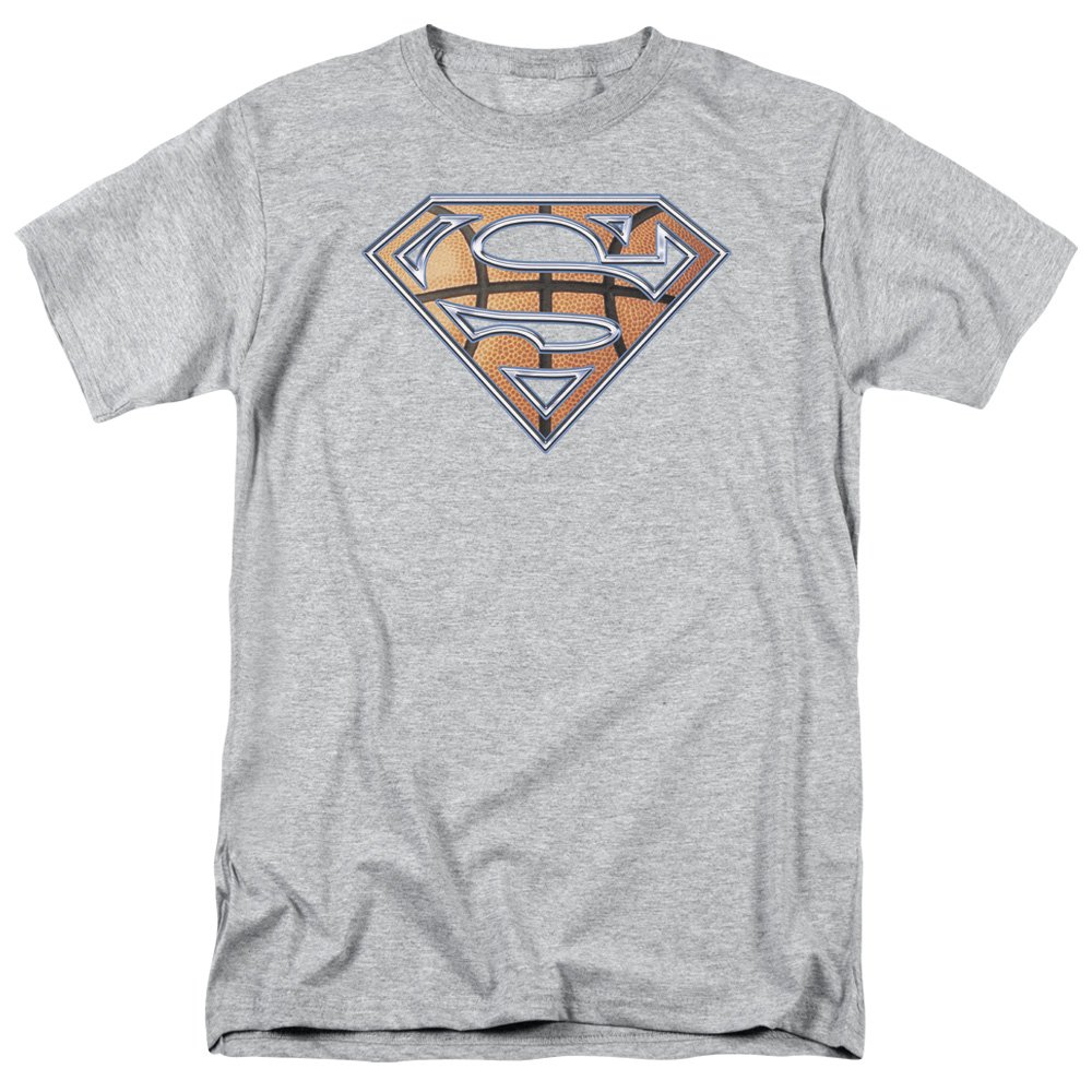 Superman Basketball Shield Graphic T-Shirt for Men - Size Small - Cool Superhero Tee for Casual Wear, Sports, and Fan Events