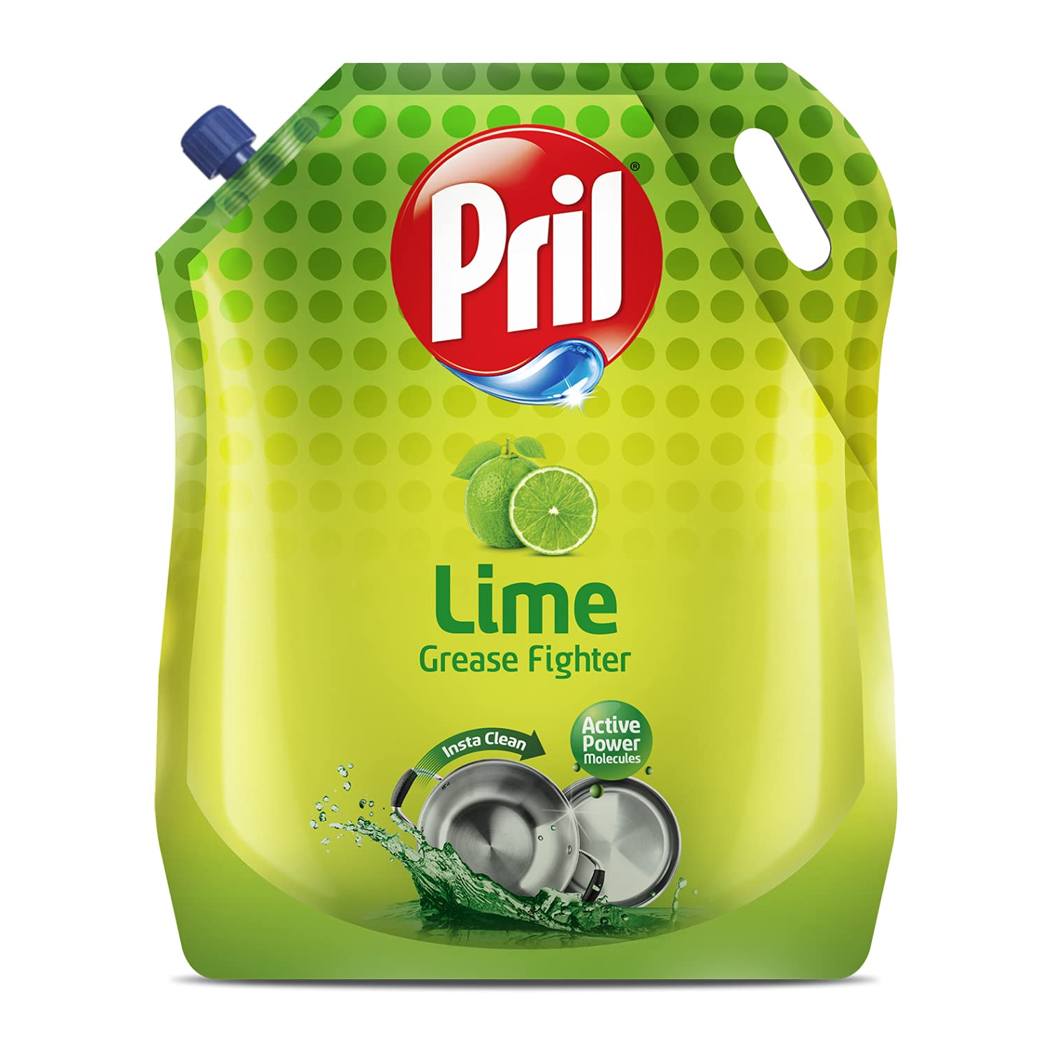 Pril Lime Liquid Dishwashing Gel - 1.5L Pouch | Powerful Grease Cutting Formula with German Technology | Leaves No Residue | Ideal for Pots, Pans & All Kitchen Utensils | Perfect for Daily Dishwashing & Tough Grease Removal