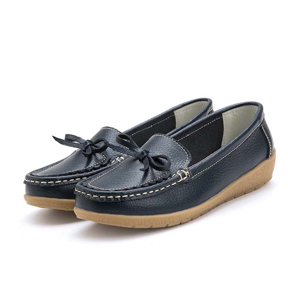 HESBITEUL Women's Penny Loafers - Comfortable Slip-On Moccasin Driving Shoes with Bowknot for Casual Wear, Work & Travel - Breathable Flat Boat Shoes for Walking & Everyday Use