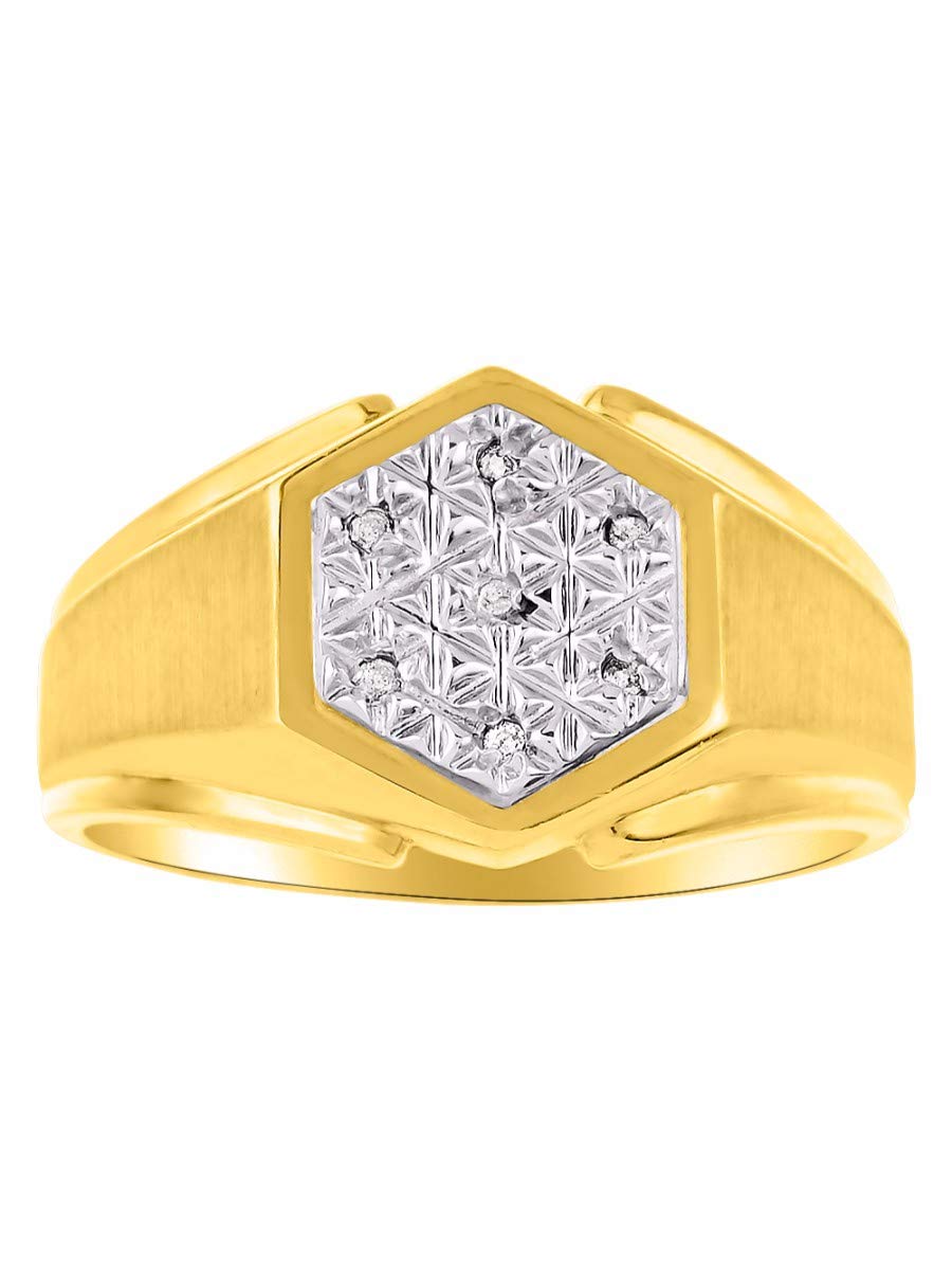RYLOS Men's Sterling Silver & Gold Plated Diamond Cluster Rings - Genuine Diamonds, Sizes 6-13 - Classic Wedding Band, Anniversary Gift & Everyday Jewelry for Him