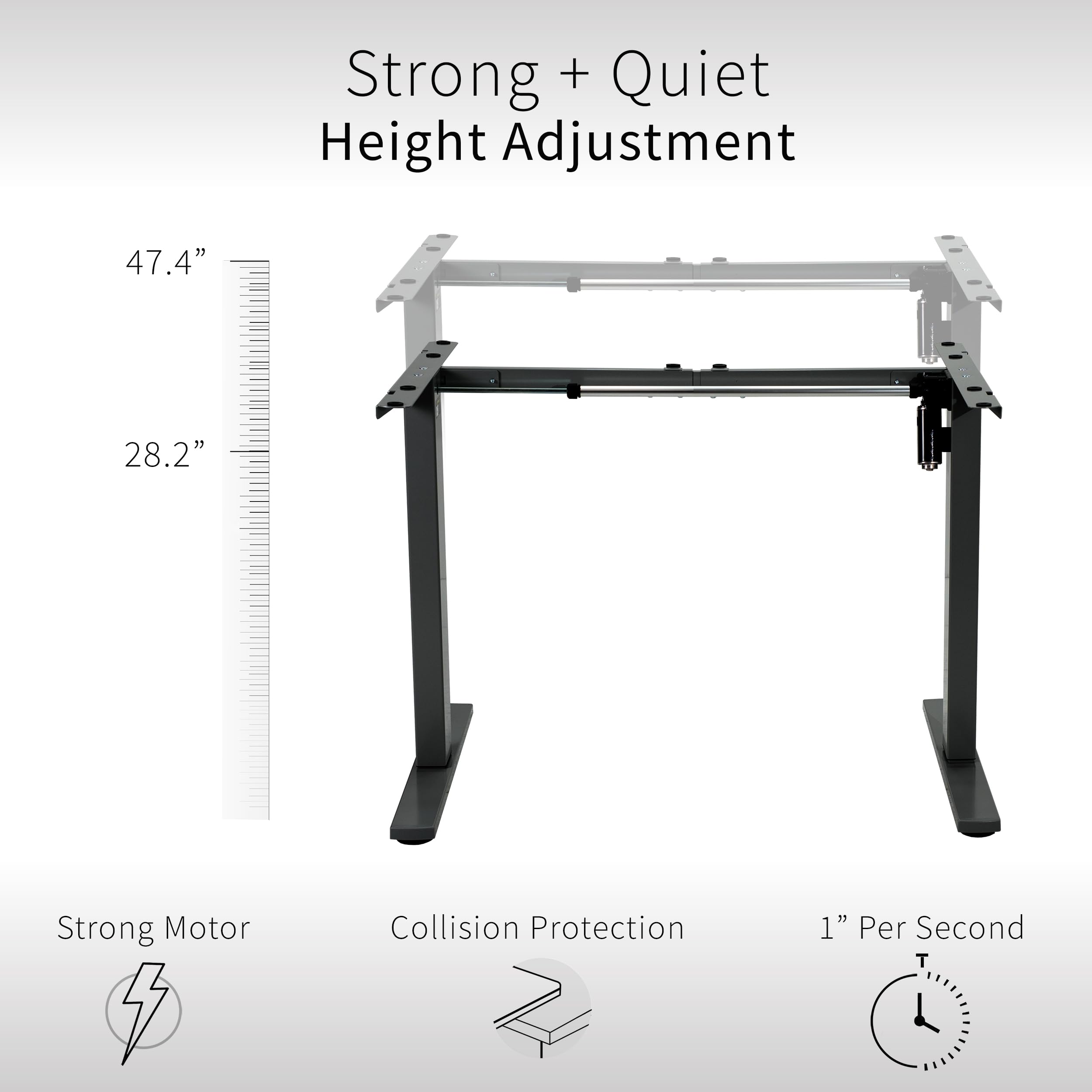 VIVO Electric Standing Desk Frame - Adjustable Height Workstation with 220 lbs Capacity, Brushless Motor & Memory Controller, Black (DESK-V100EBY) - Perfect for Home Office, Gaming Setup, and Ergonomic Workspaces