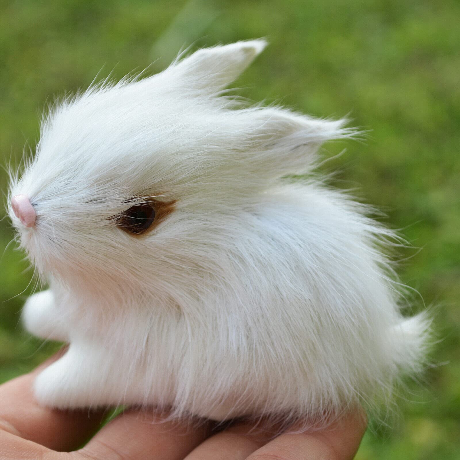 4 Pack Realistic Mini Furry Rabbit Figurines - Lifelike Farm Animal Models for Home Decor, Easter Bunny Stuffed Animals, Spring Collectibles & Photo Props | Perfect for Easter Gifts, Kids Room Decor, and Seasonal Displays