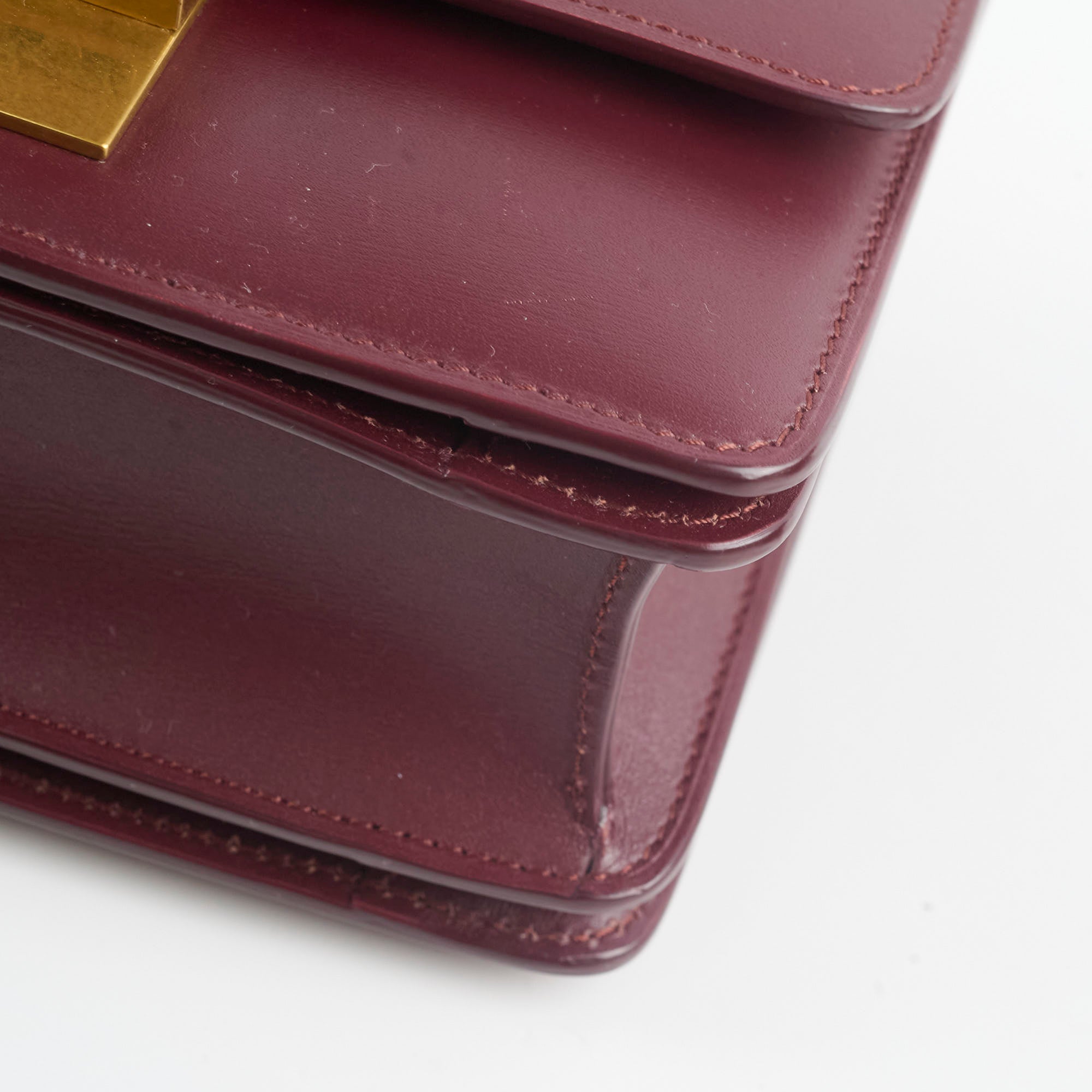 Celine Mini Box Bag in Burgundy Leather - Elegant Crossbody Purse for Women | Perfect for Work, Travel & Evening Events