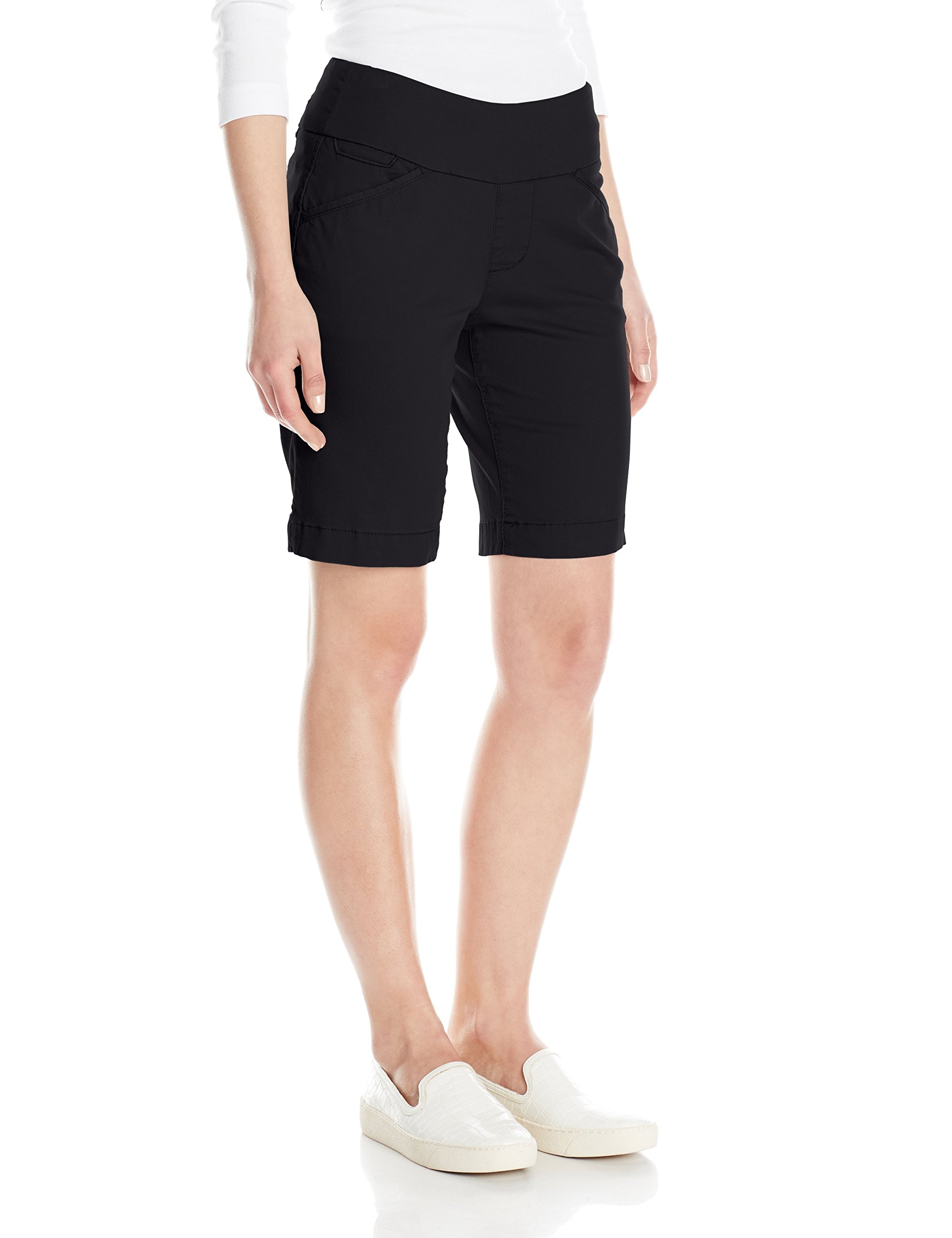 Jag Jeans Women's Petite Ainsley Pull-On Bermuda Shorts - Black (Size 2P) | Comfortable Stretch Denim Shorts for Casual Wear & Summer Outfits