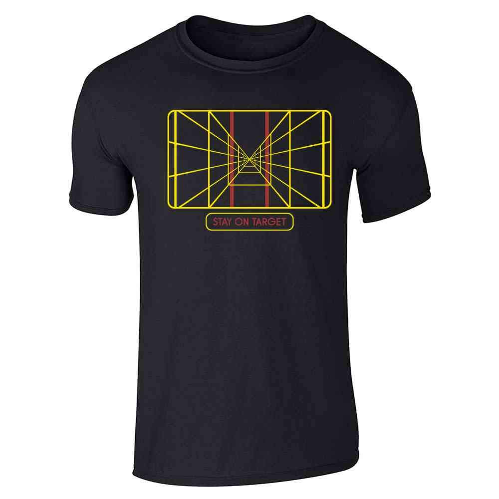 Stay On Target Sci-Fi Graphic T-Shirt for Men | Pop Culture Tee | Star Wars Inspired Design | Perfect for Cosplay, Conventions & Casual Wear