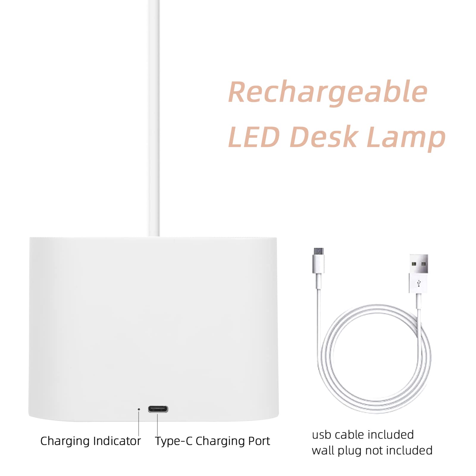 Owwasd Eye-Caring Desk Lamp with 3 Light Modes & Stepless Dimming, Flexible Gooseneck, USB Charging Port, Pen & Phone Holder - Touch Control Table Lamp for Study, Office, Reading, Home & Dorm Room Lighting