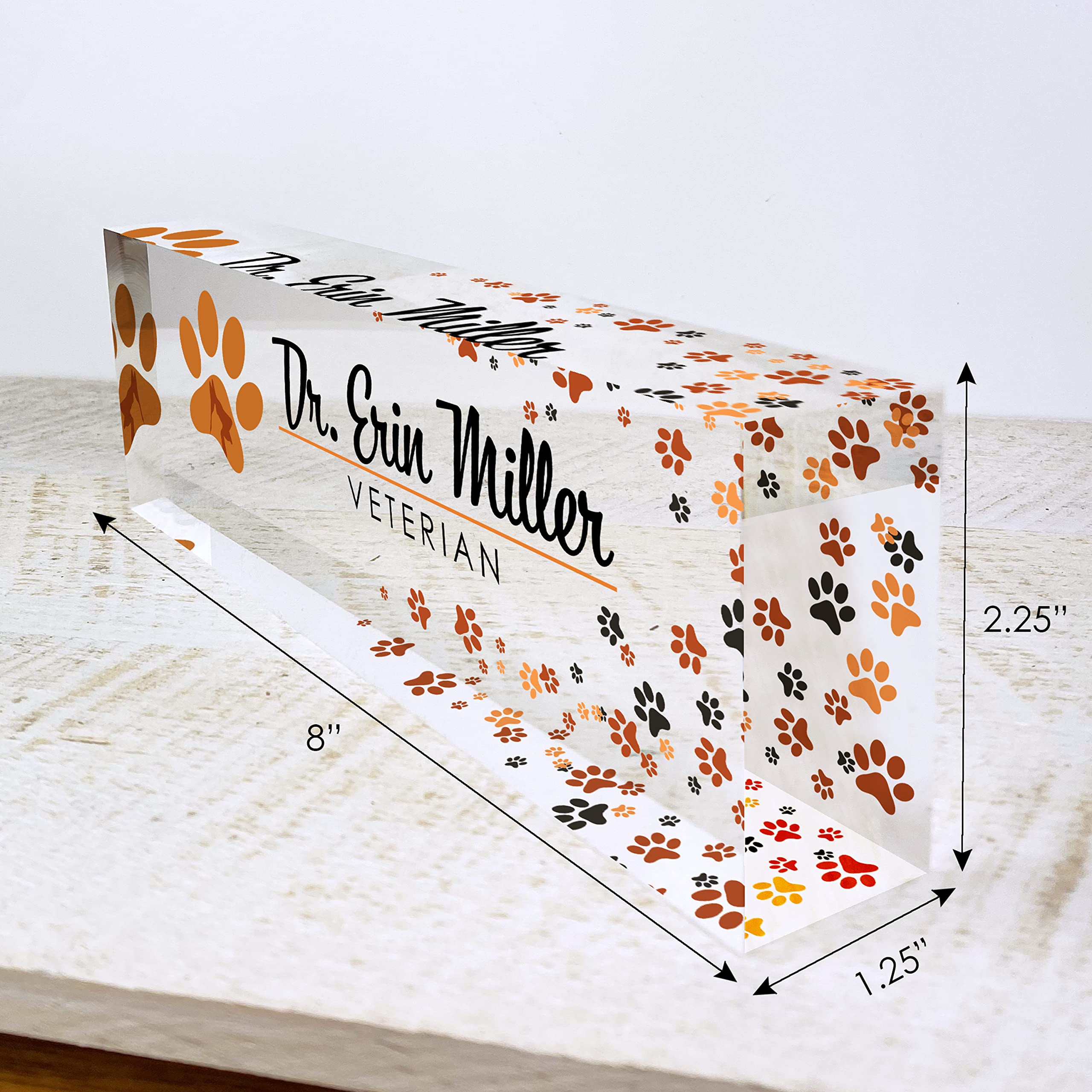 Personalized Artblox Office Desk Name Plate - Custom Acrylic Name Plates with Vet Dog Design (8