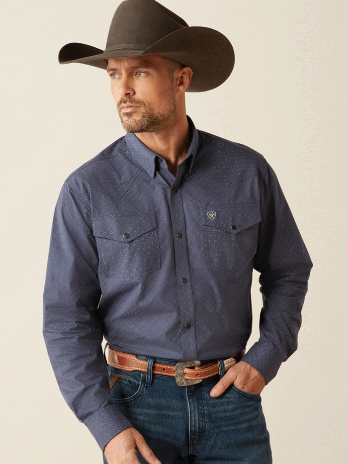 Ariat Men's Relentless Pursuit Classic Fit Shirt - Navy Blue Casual Button Down Shirt for Work, Outdoor & Everyday Wear