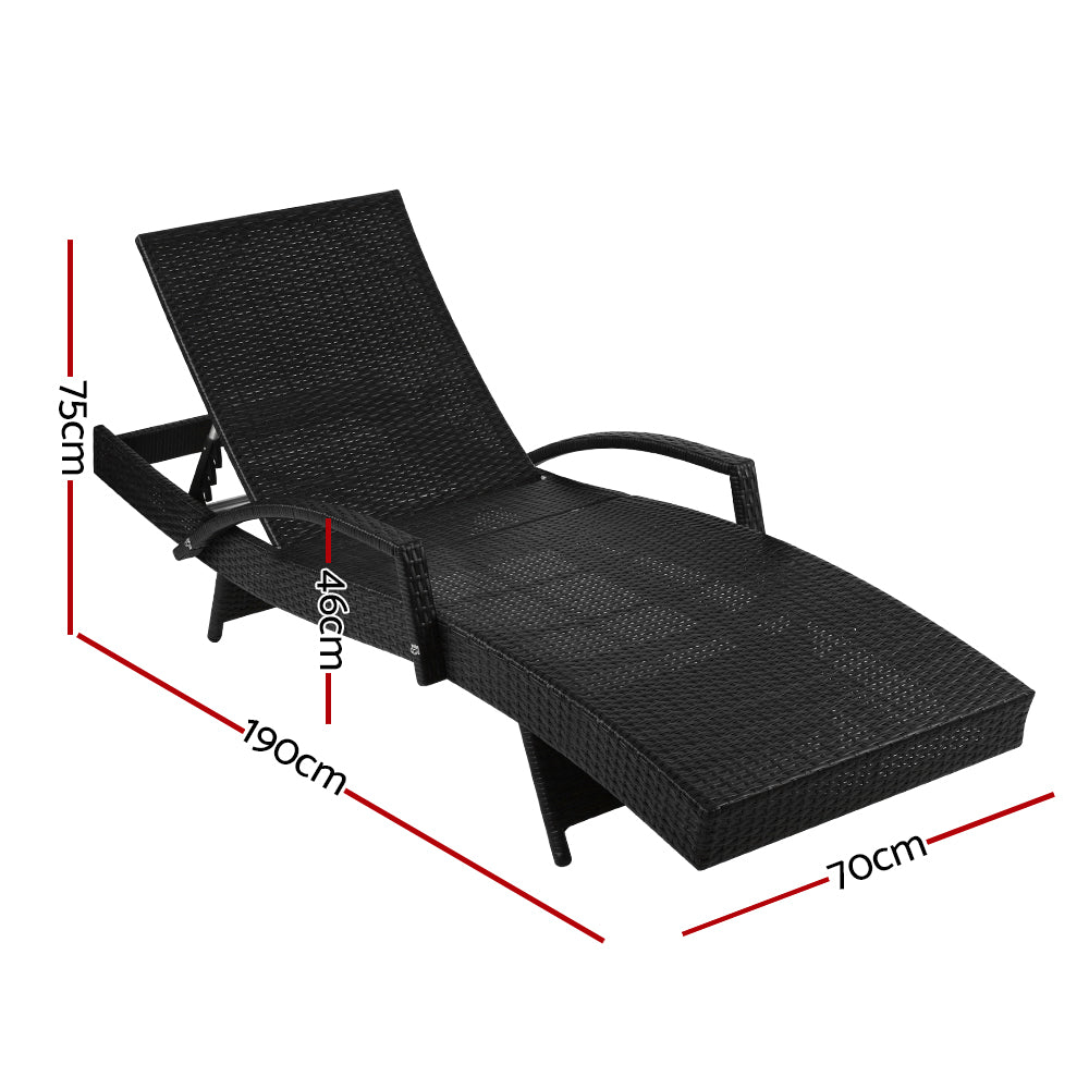 Premium Bianca Outdoor Sun Lounger Chair with Comfortable Cushion - Waterproof & UV Resistant - Perfect for Poolside, Patio, Beach, and Backyard Relaxation - Black