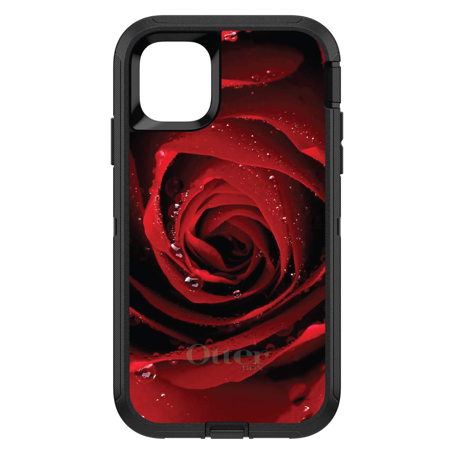 DistinctInk iPhone 11 Pro MAX Case (6.5 Inch) - Heavy Duty Protective Cover with Red Rose Design | Shockproof Replacement for OtterBox Defender | Perfect for Outdoor Activities, Travel & Daily Use