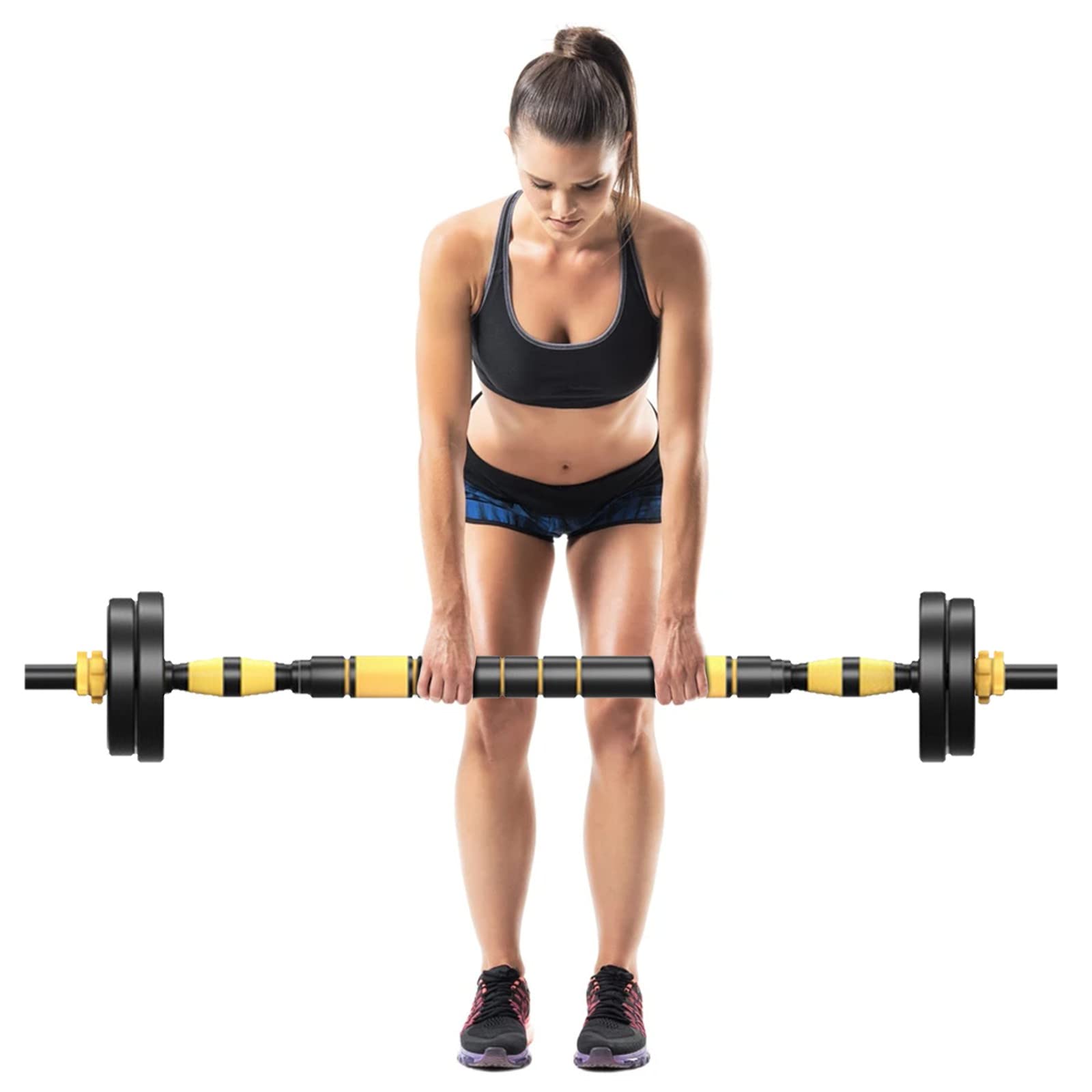 10KG 22Lb Adjustable Dumbbells Barbell Set - 2-in-1 Free Weights with Non-Slip Neoprene Handles for Home Gym, Office & Full-Body Workout | Strength Training, Fitness Exercise & Muscle Building (Yellow, 581)