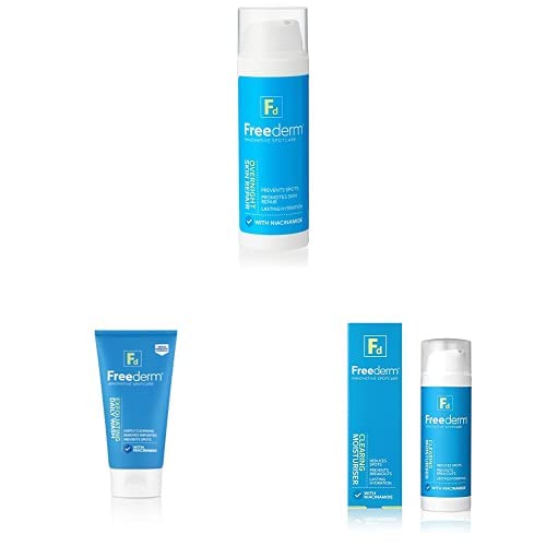 Freederm Overnight Skin Repair Kit with Exfoliating Face Wash & Clearing Moisturizer - Acne Treatment for Clear Skin | Nighttime Skincare Routine for Teens & Adults