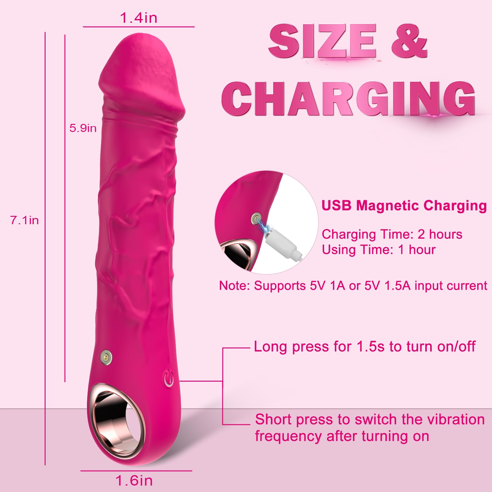BGGOOD Realistic G-Spot Dildo Vibrator with 10 Powerful Vibration Modes - High Frequency Clitoral Stimulator for Women, Pink Adult Sex Toy for Solo Play & Couples Pleasure