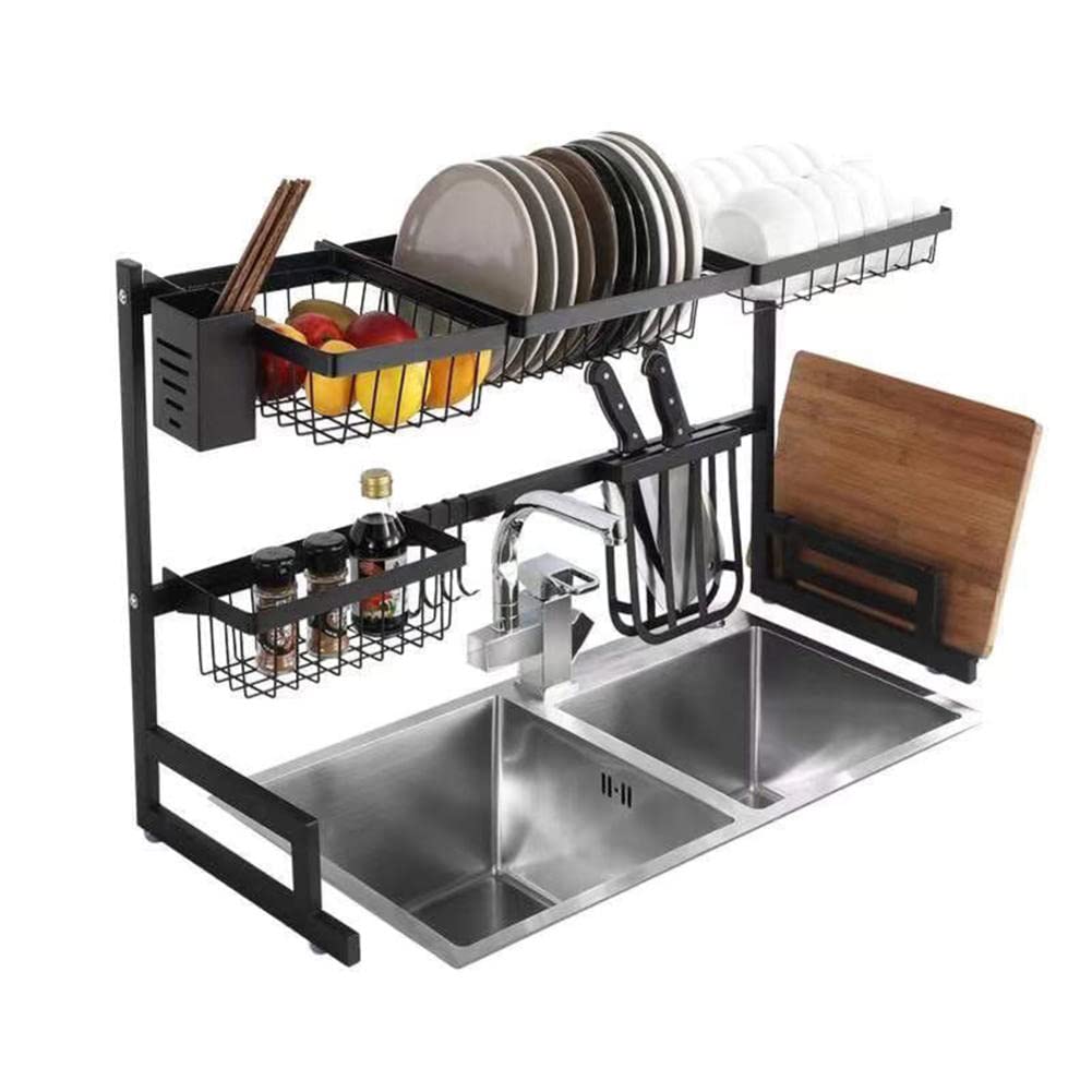 Stainless Steel Over The Sink Dish Drying Rack - Space Saving Kitchen Organizer with Drain Board for Cups, Chopsticks & Tableware | Perfect for Small Kitchens & Countertop Storage