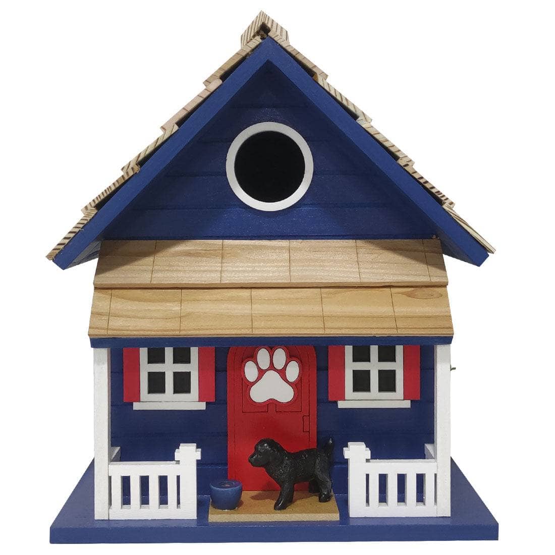 Blue Bow Wow Bird House - Durable Outdoor Birdhouse for Garden, Patio & Backyard - Attracts Wild Birds & Enhances Nature Viewing
