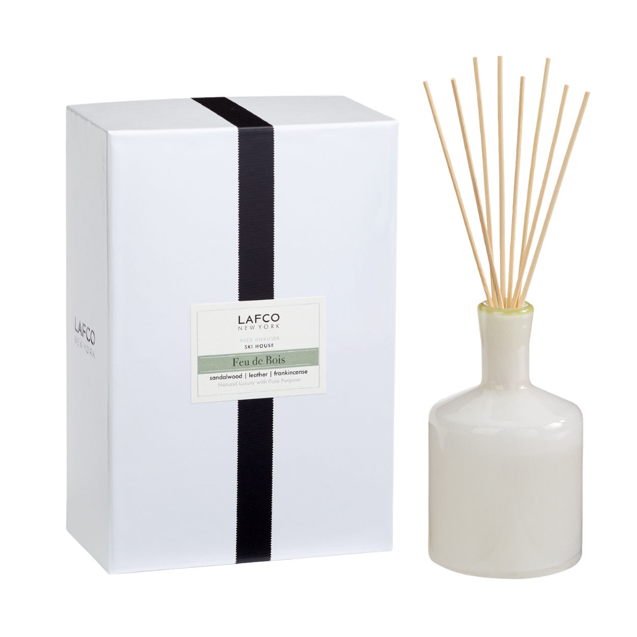 Feu de Bois Reed Diffuser - Premium Wood Scented Home Fragrance Oil for Living Room, Bedroom & Office - Long Lasting Aromatherapy Essential Oil Diffuser Set
