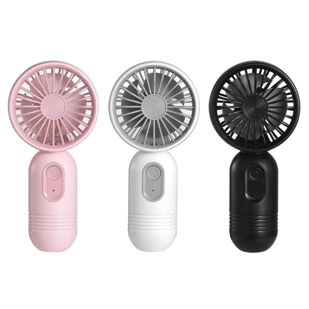 VanSmaGo 3 Pack Portable Mini Handheld Fan - USB Rechargeable Personal Cooling Fan with 3 Speed Settings, Compact Travel Fan for Office, Gym, Outdoor Activities (Black/White/Pink)