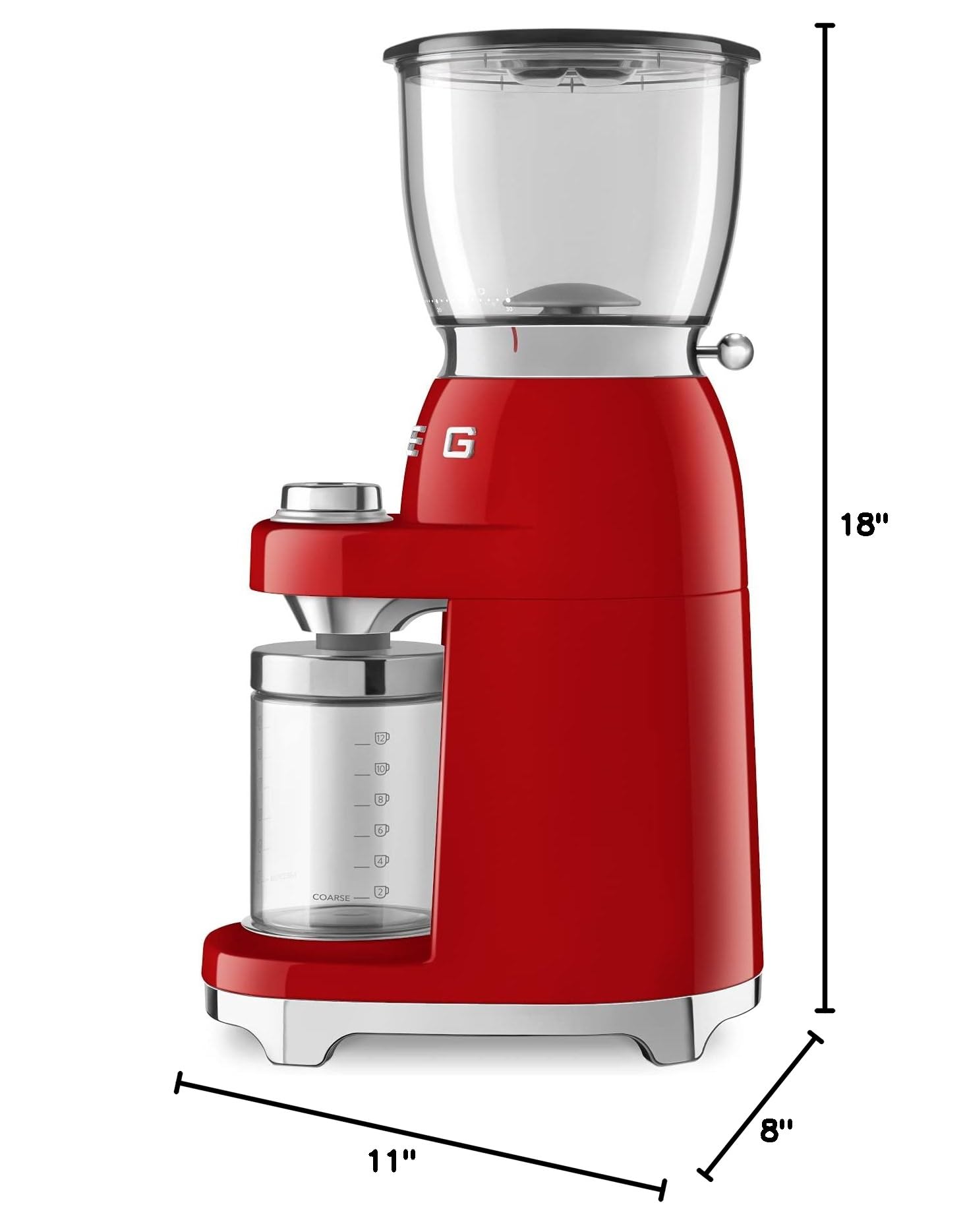 SMEG 50's Retro Style Electric Coffee Grinder for Espresso, Drip & French Press - Vintage Kitchen Appliance for Home & Cafe Use