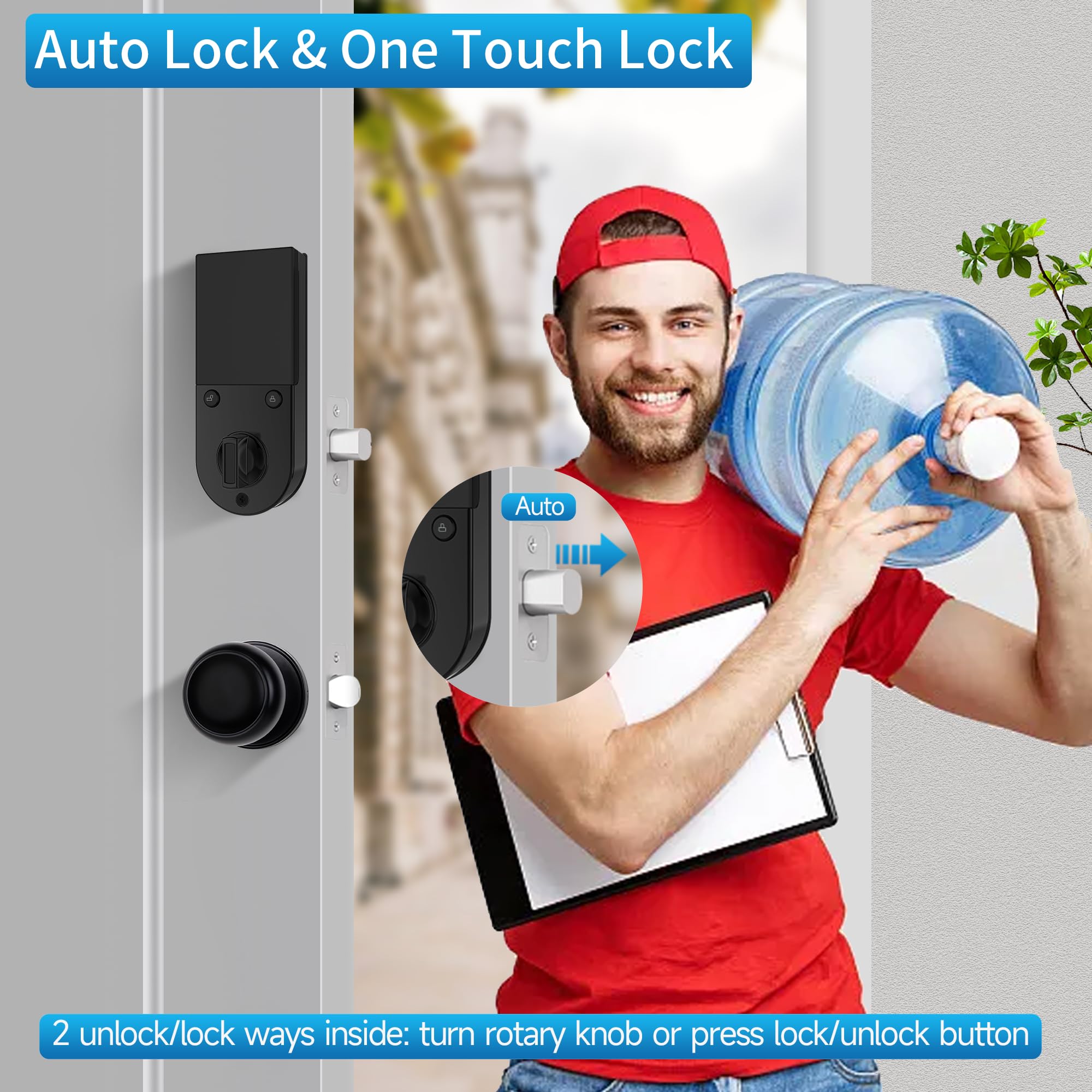 HARFO Smart Keyless Entry Fingerprint Door Lock with Keypad & Handle - Electronic Deadbolt for Front Door Security - Perfect for Homes, Apartments & Offices (Black)