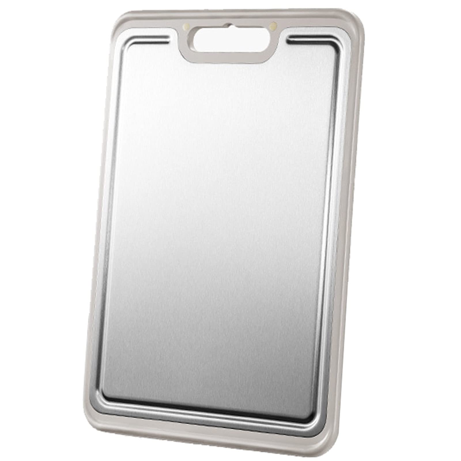Premium Stainless Steel & Plastic Double-Sided Cutting Board - Non-Slip 304 Stainless Steel Chopping Board with Juice Groove for Meat, Vegetables, Fruits - Perfect for Kitchen Prep, BBQ, and Professional Cooking