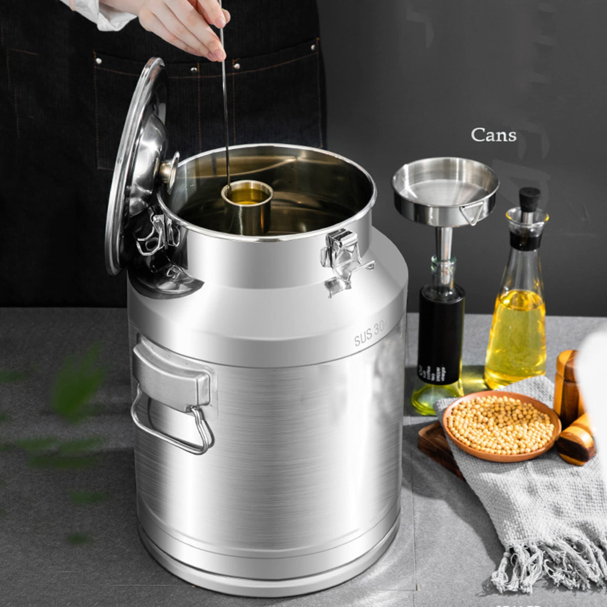 Premium 304 Stainless Steel Milk Can & Multi-Purpose Storage Container - 42L Sealed Lid Bucket for Milk, Wine, Oil, Tea, Dry Goods - Ideal for Home Brewing, Commercial Kitchens, Farm Use & Food Preservation