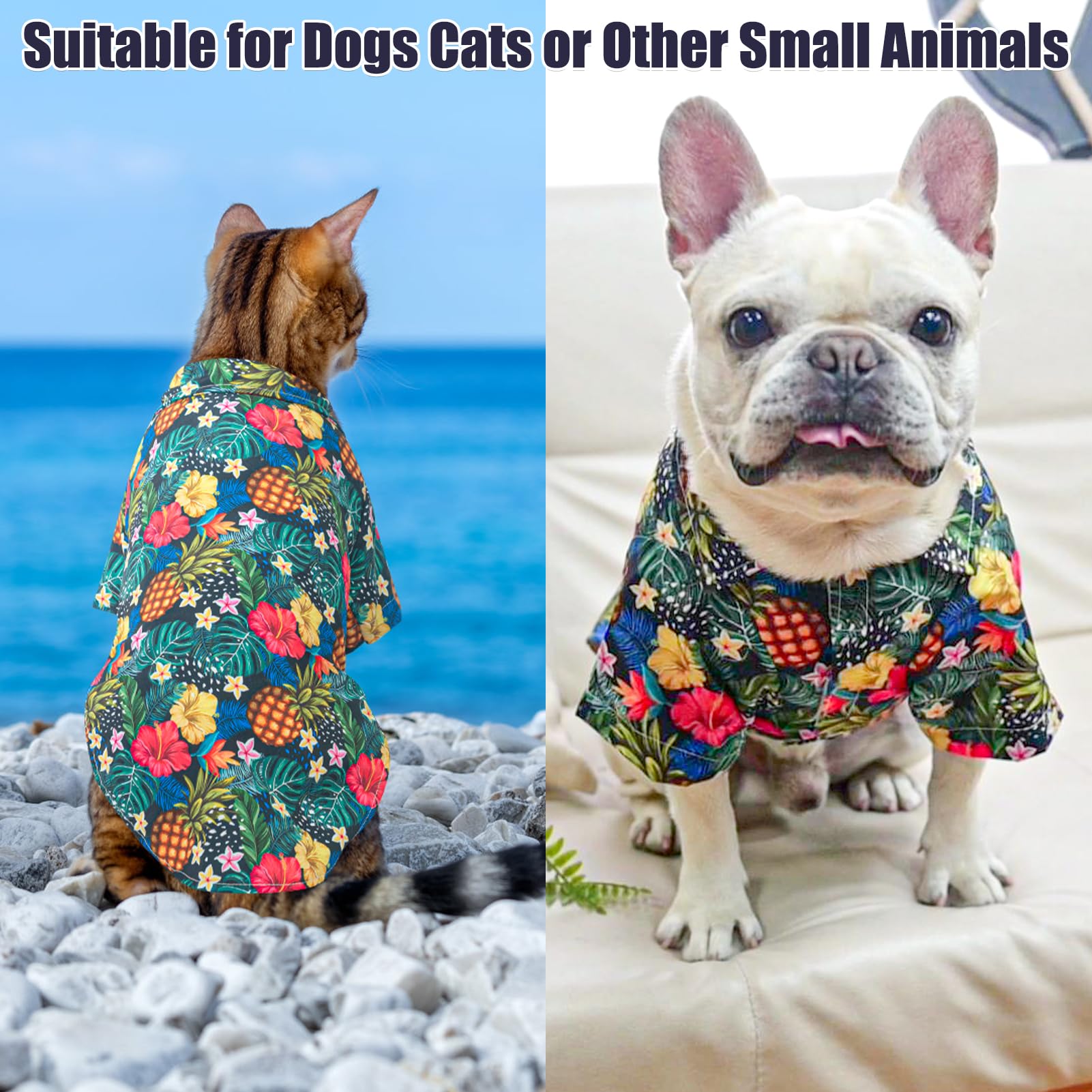 EXPAWLORER Hawaiian Dog Shirt - Breathable Cotton Polo T-Shirt with Floral Fruit Pattern for Small Medium Large Dogs | Summer Pet Outfit for Boys & Girls | Perfect for Beach Days, Pool Parties & Outdoor Adventures