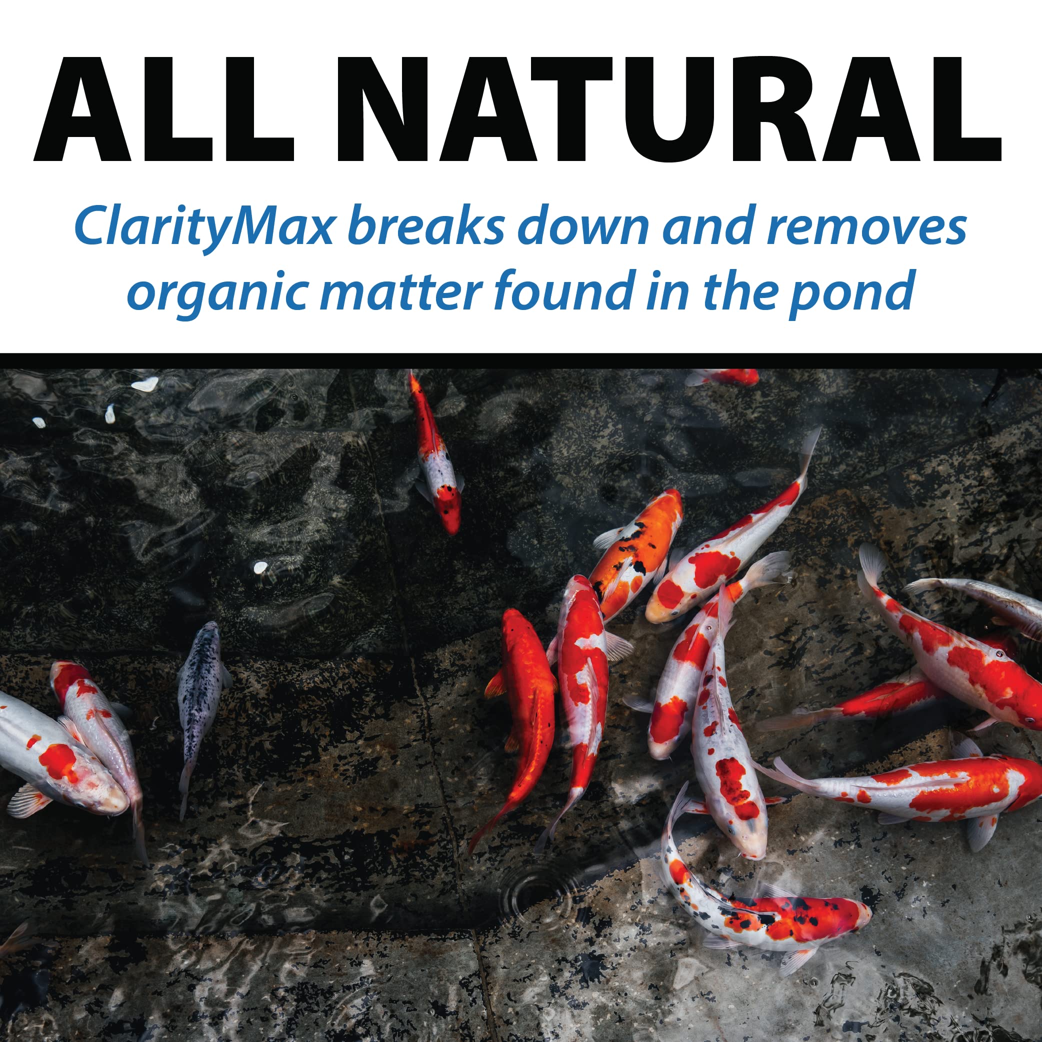 CrystalClear ClarityMax All-Natural Pond Clarifier - Beneficial Bacteria & Enzymes for Maximum Water Clarity | Safe for Koi Fish & Pets | Algae & Stain Remover | 6LB for Crystal Clear Water Gardens | Perfect for Backyard Ponds, Water Features & Aquatic Ecosystems