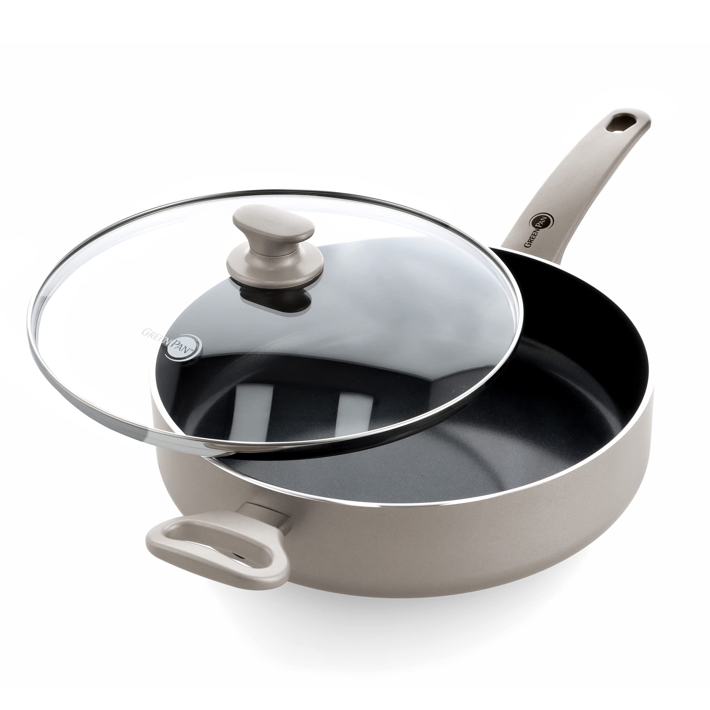 GreenPan CC000791-001 Cambridge 10-Inch Healthy Ceramic Nonstick Fry Pan - PFOA-Free, Induction Compatible, Oven & Dishwasher Safe Sauté Pan with Glass Lid - Bronze Cookware for Healthy Cooking & Frying at Home
