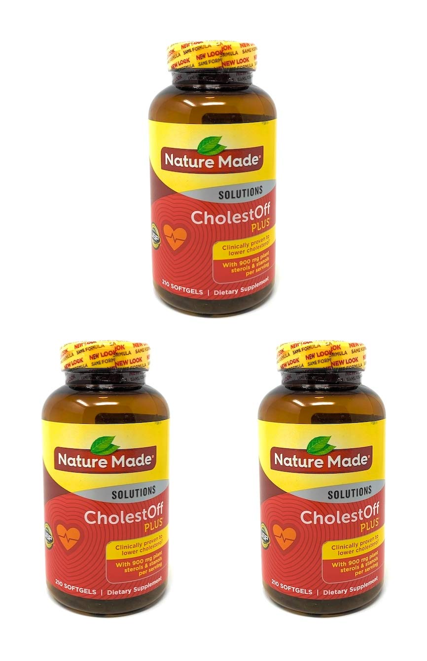 Nature Made CholestOff Plus Cholesterol Lowering Dietary Supplement - 3 Bottles (630 Softgels Total, 210 per Bottle) - Clinically Proven to Reduce LDL & Support Heart Health - Ideal for Daily Cholesterol Management & Heart Wellness Routine