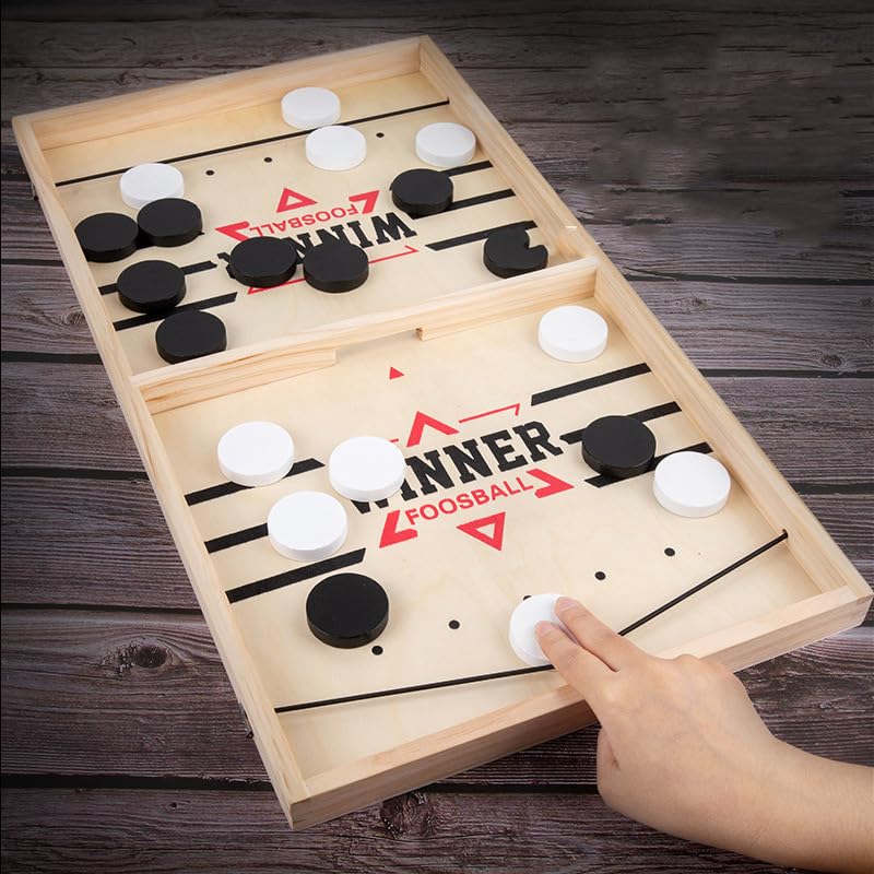 Fast Sling Puck Game - Quick Slingpuck Board Game for Kids & Adults - Wooden Hockey Tabletop Game for Family Fun - Perfect for Parent-Child Interaction, Parties & Indoor Entertainment