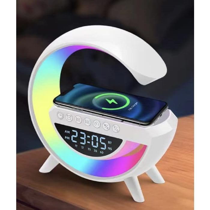 Wireless LED Speaker with Bluetooth, Clock, Lamp & Phone Charger - Portable Multi-Function Device for Home, Office, Outdoor Parties & Travel