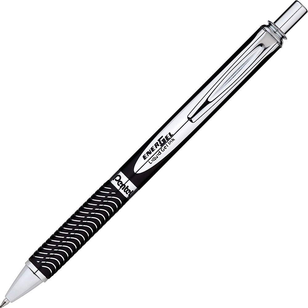 Pentel Retractable EnerGel Gel Pens - 0.7mm Fine Point Metal Tip Rollerball Pens with Smooth Black Ink (BL407A-A) - Perfect for Office, School, Note Taking & Journaling