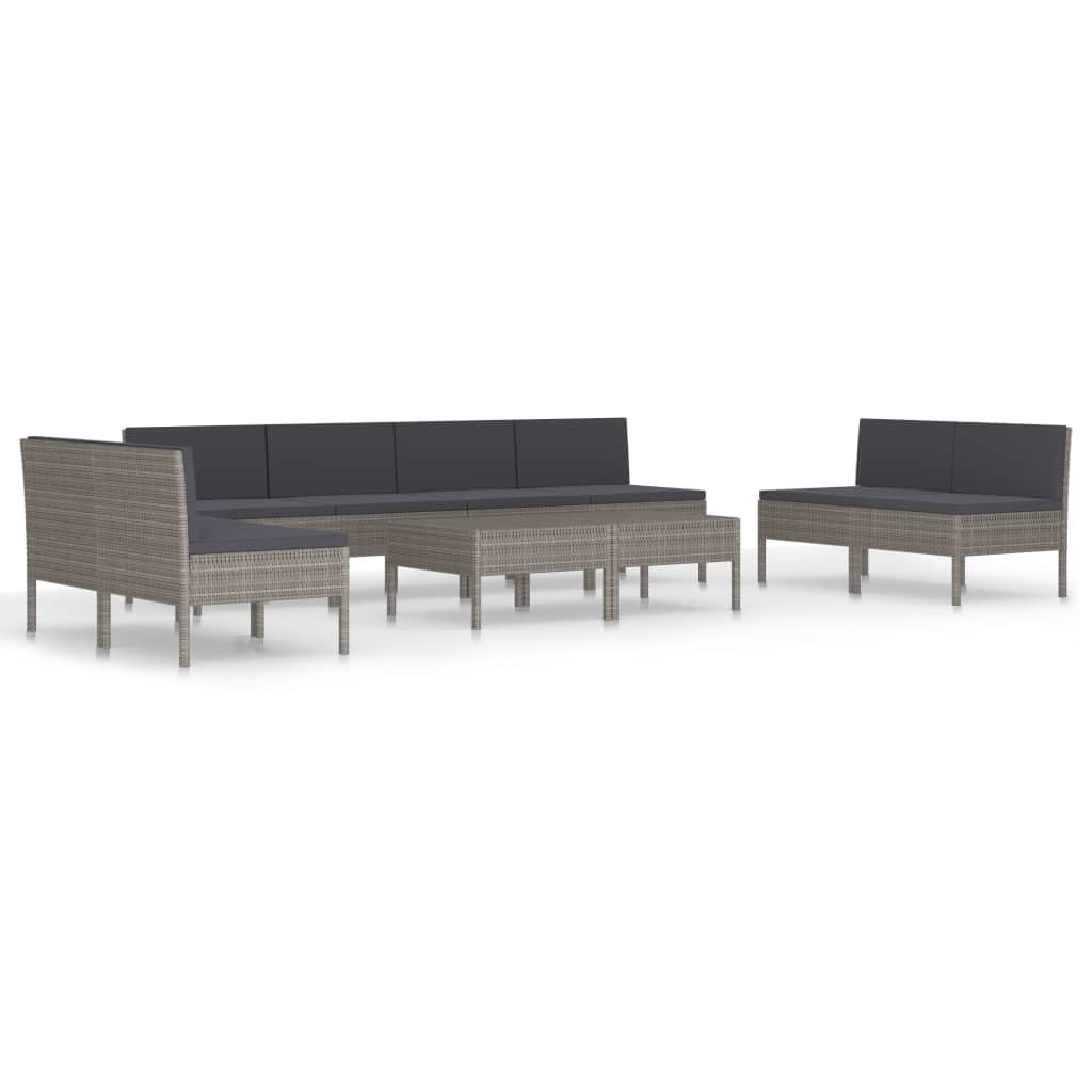 vidaXL 10-Piece Patio Lounge Set with Cushions - Durable Poly Rattan Outdoor Furniture with Deep Seating - Weather-Resistant Gray & Anthracite Sectional Sofa Set - Perfect for Backyard, Poolside, and Family Gatherings